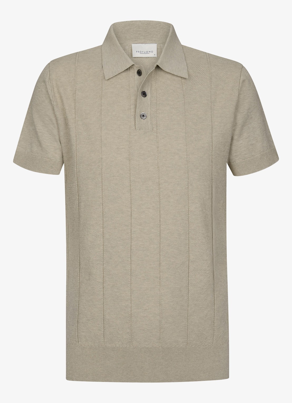 Profuomo Regular fit polo met structuur - voorkant beige