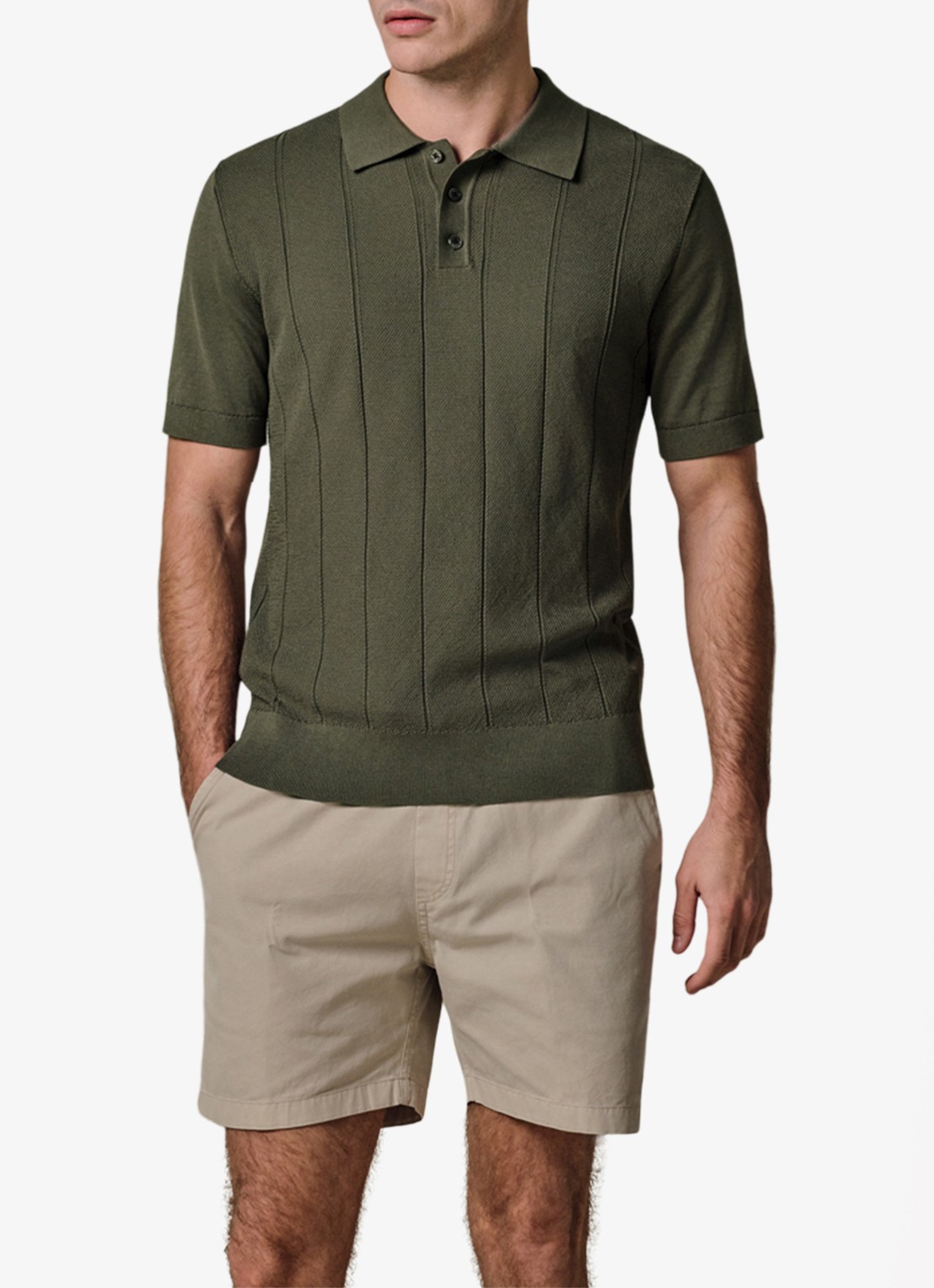 Profuomo Regular fit polo met structuur - detail 4 groen