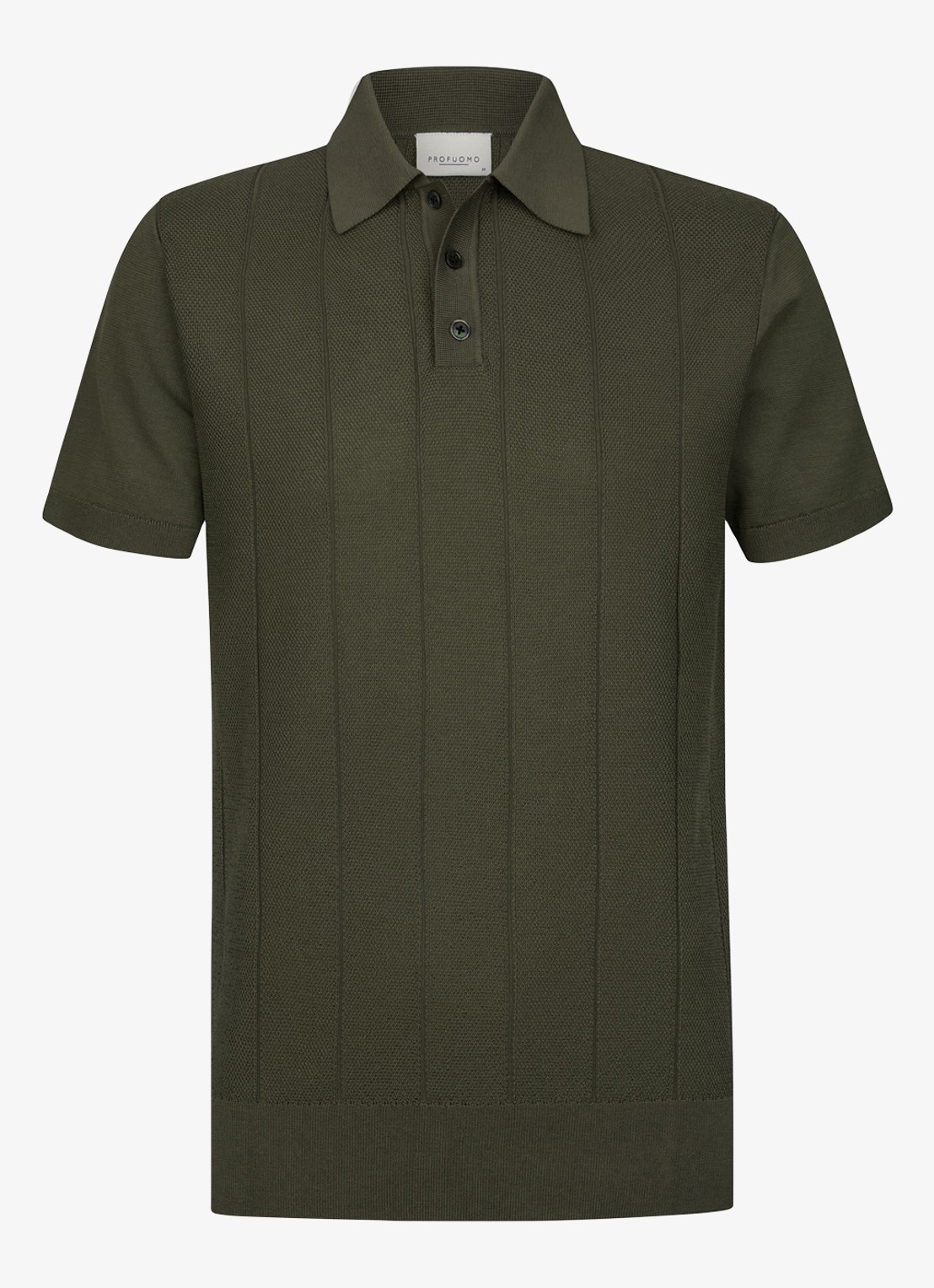 Profuomo Regular fit polo met structuur - voorkant groen