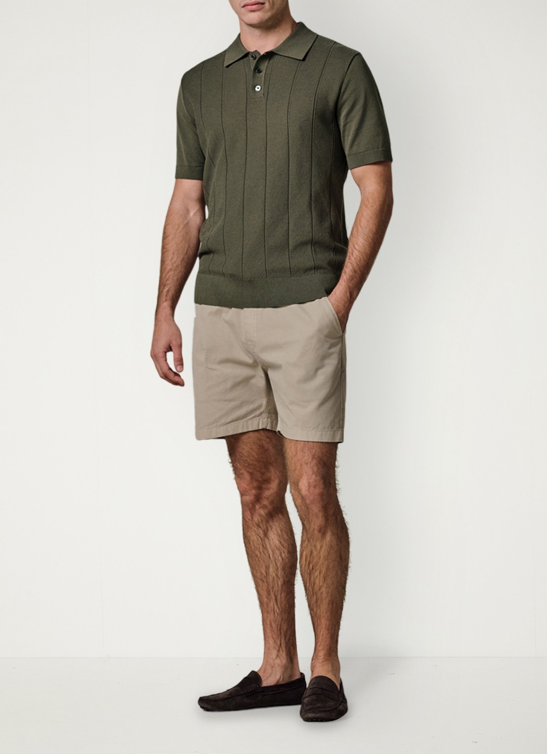 Profuomo Regular fit polo met structuur - voorkant 2 groen
