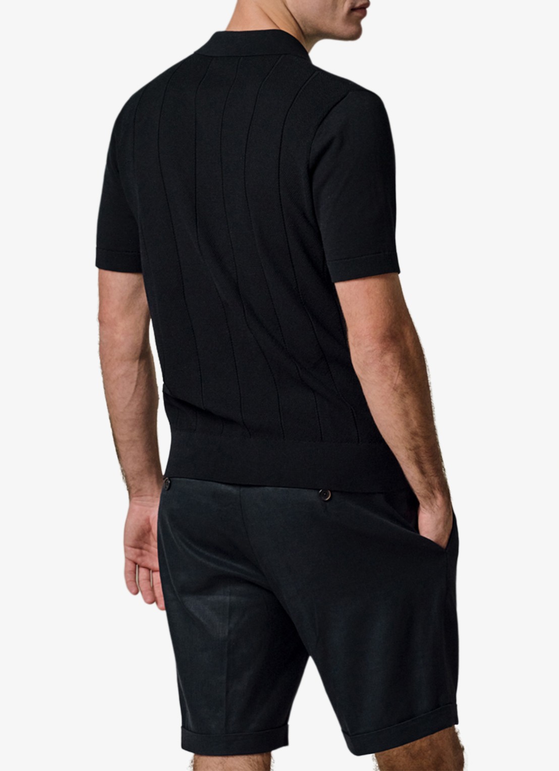 Profuomo Regular fit polo met structuur - achterkant donkerblauw