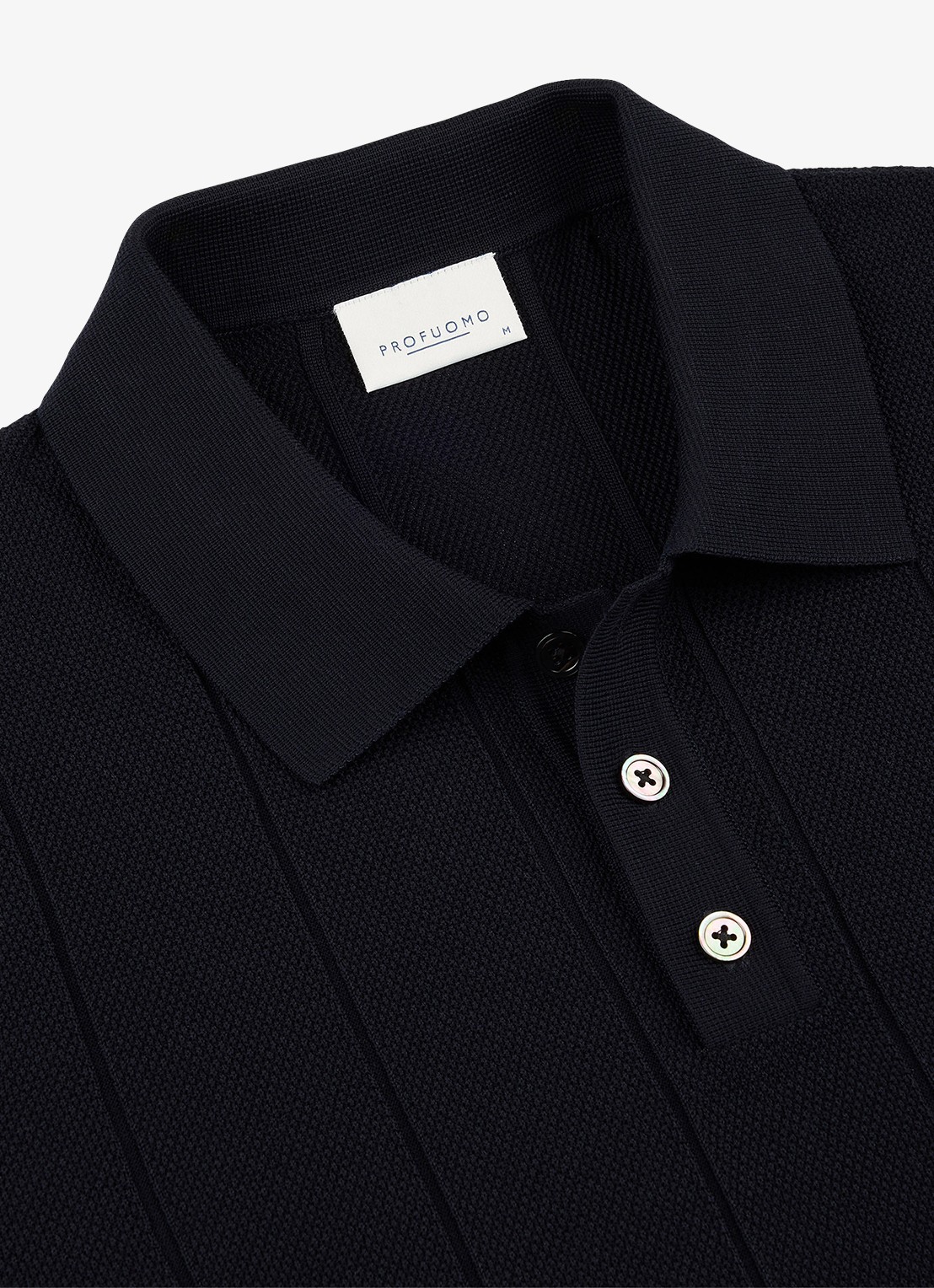 Profuomo Regular fit polo met structuur - detail 6 donkerblauw