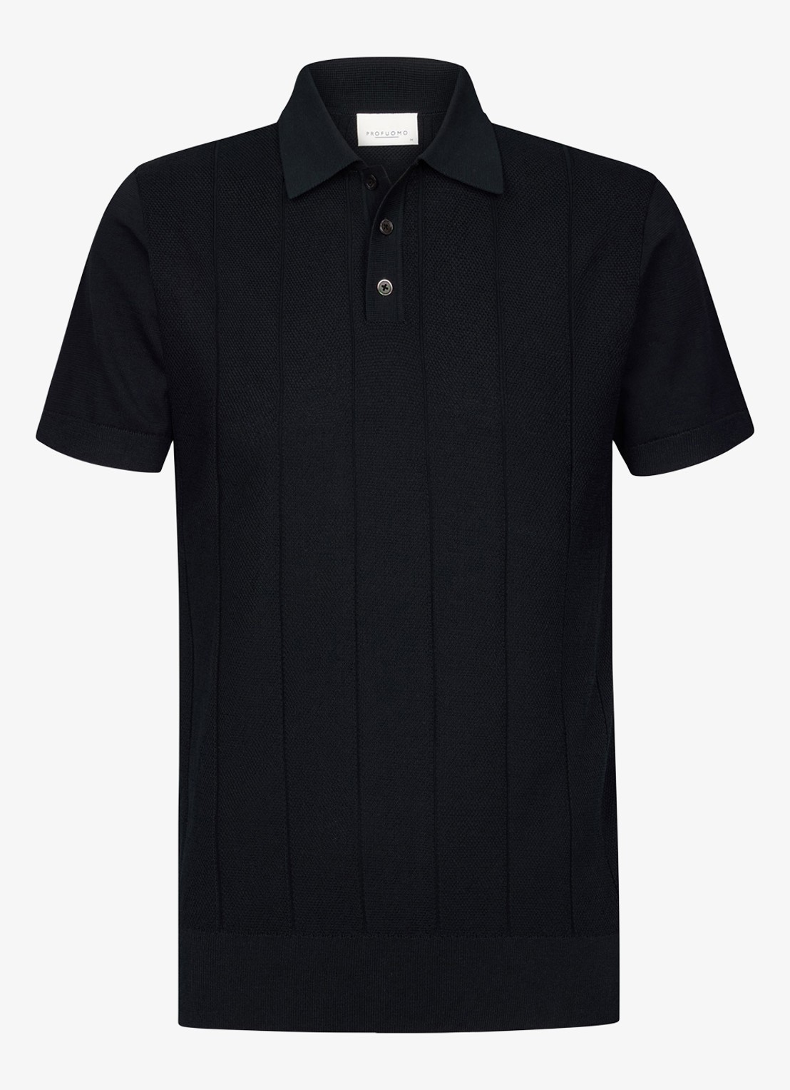 Profuomo Regular fit polo met structuur - voorkant 2 donkerblauw