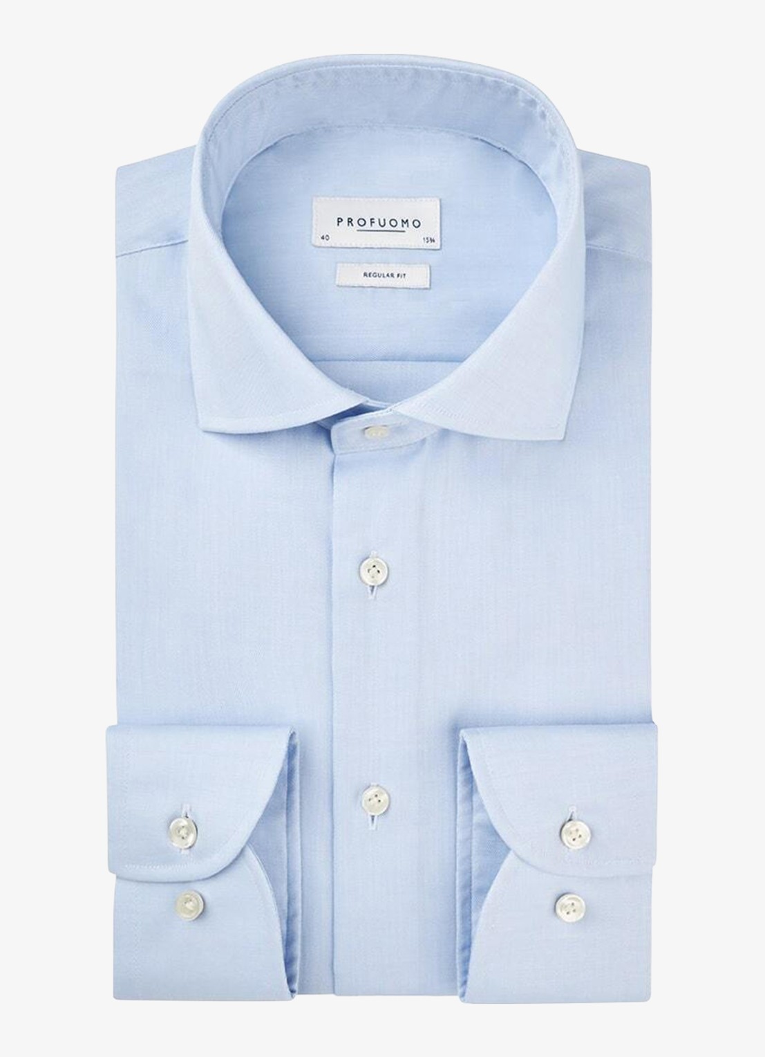 Profuomo Regular fit strijkvrij overhemd met cut away kraag - voorkant 2 lichtblauw