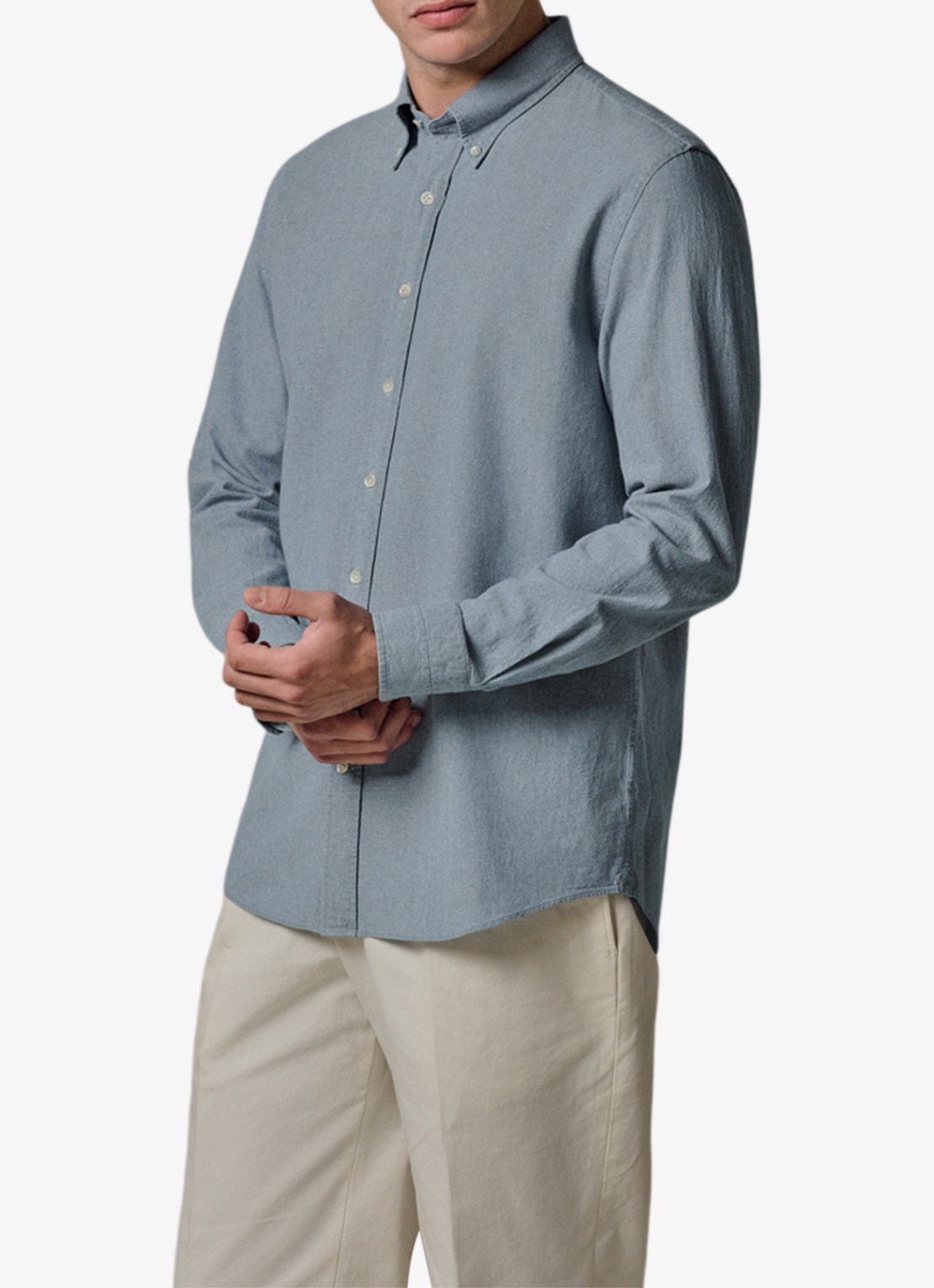 Profuomo Relax fit denim shirt - detail 4 blauw