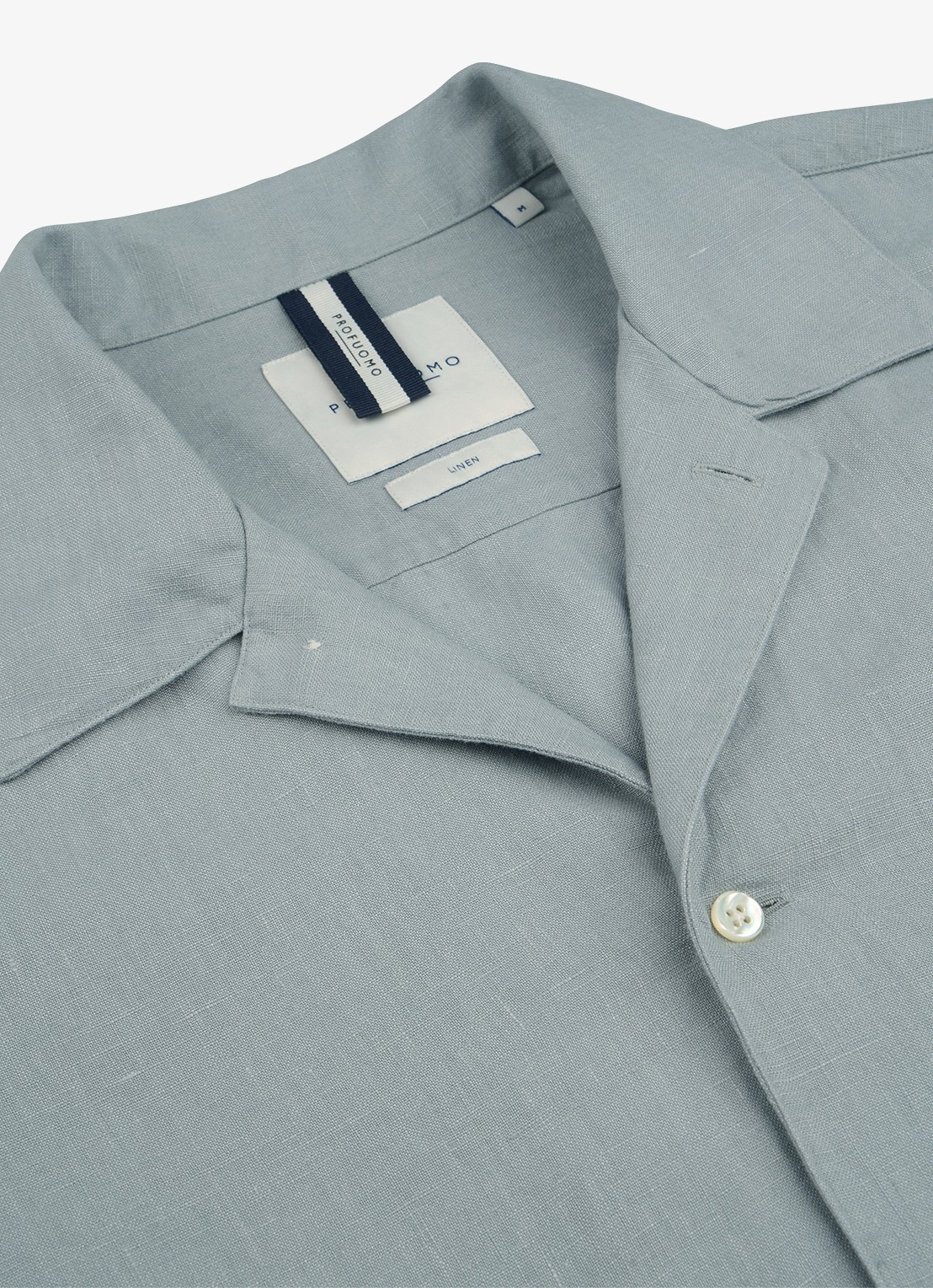 Profuomo Relax fit shirt in linnen - detail 3 blauwgrijs