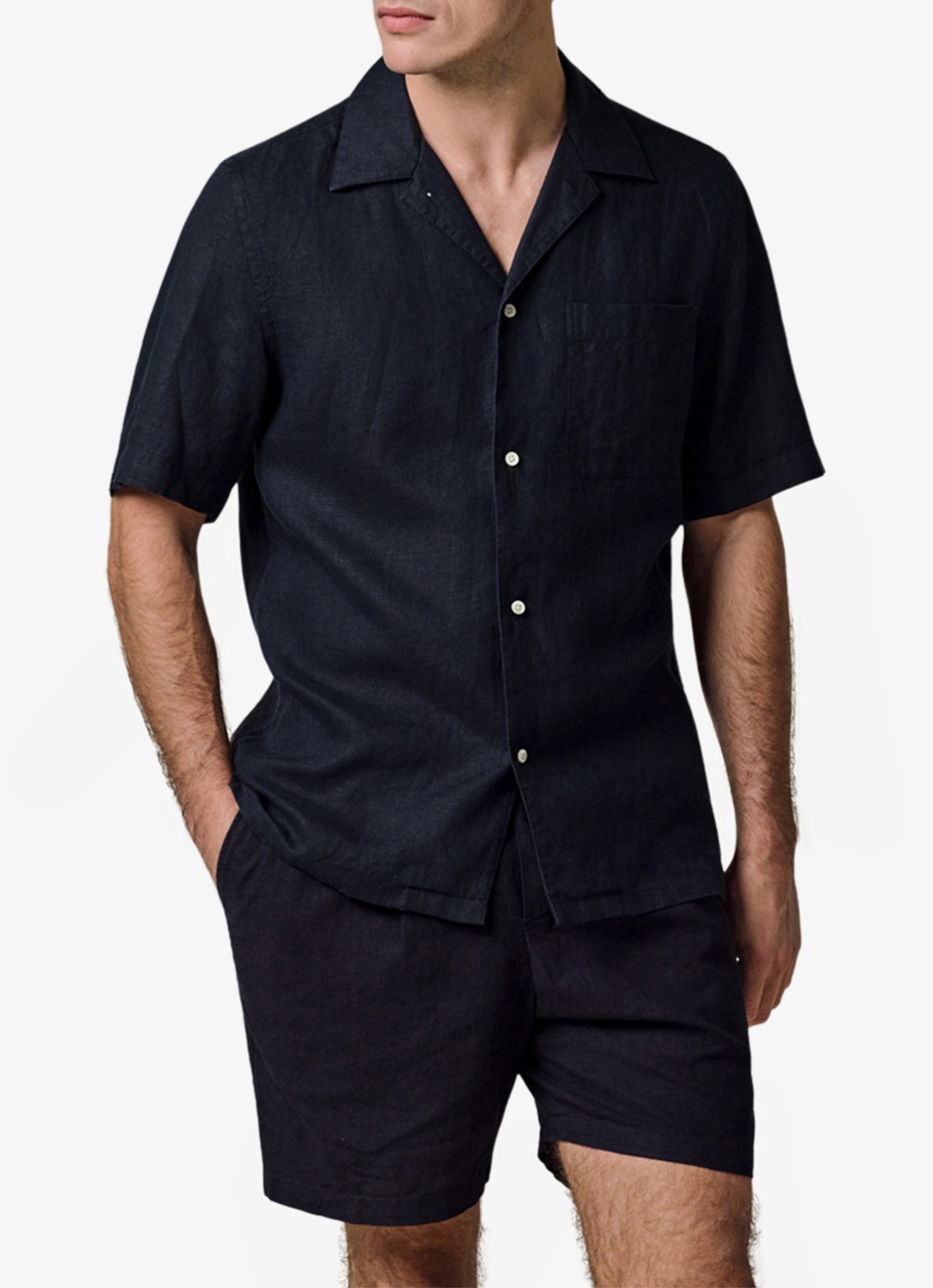 Profuomo Relax fit shirt in linnen - detail 4 blauw