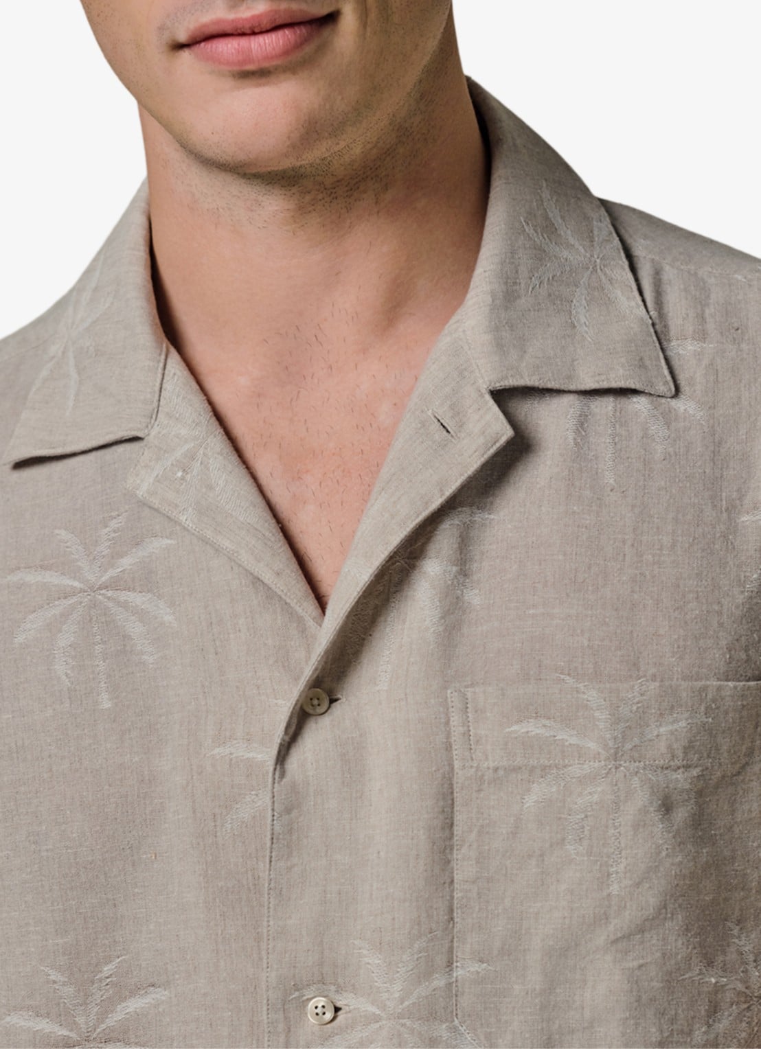 Profuomo Relax fit shirt in linnen - voorkant beige