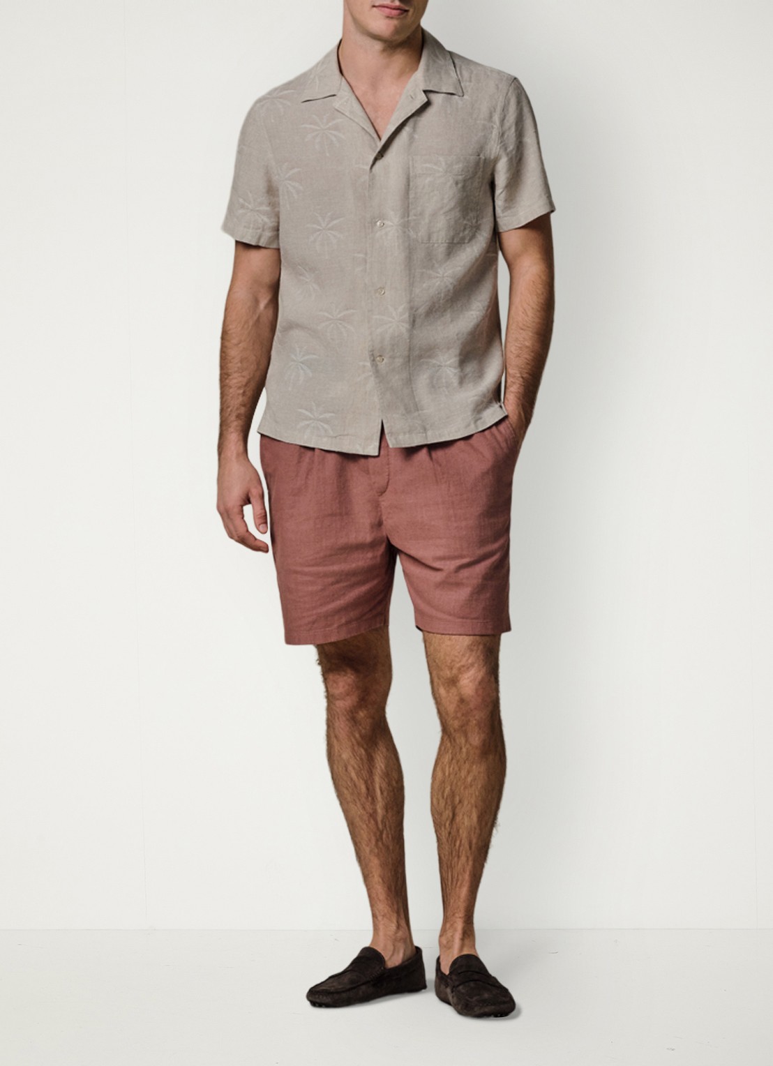 Profuomo Relax fit shirt in linnen - voorkant 2 beige
