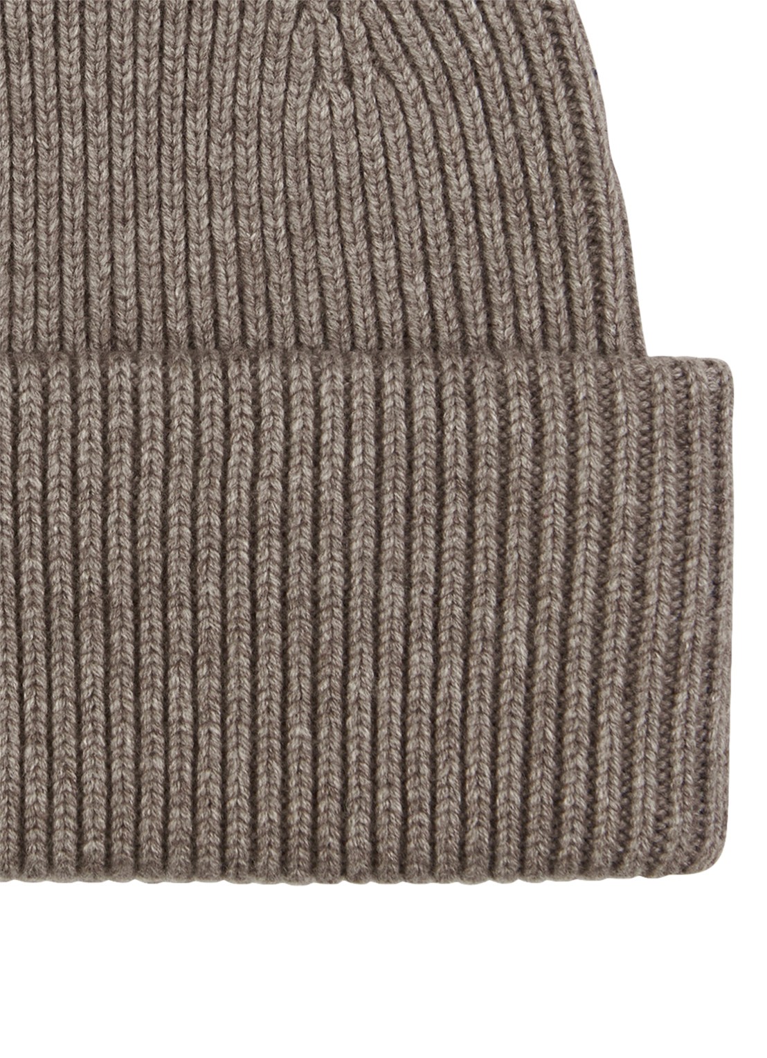 Profuomo Ribgebreide muts in wolblend - detail bruin