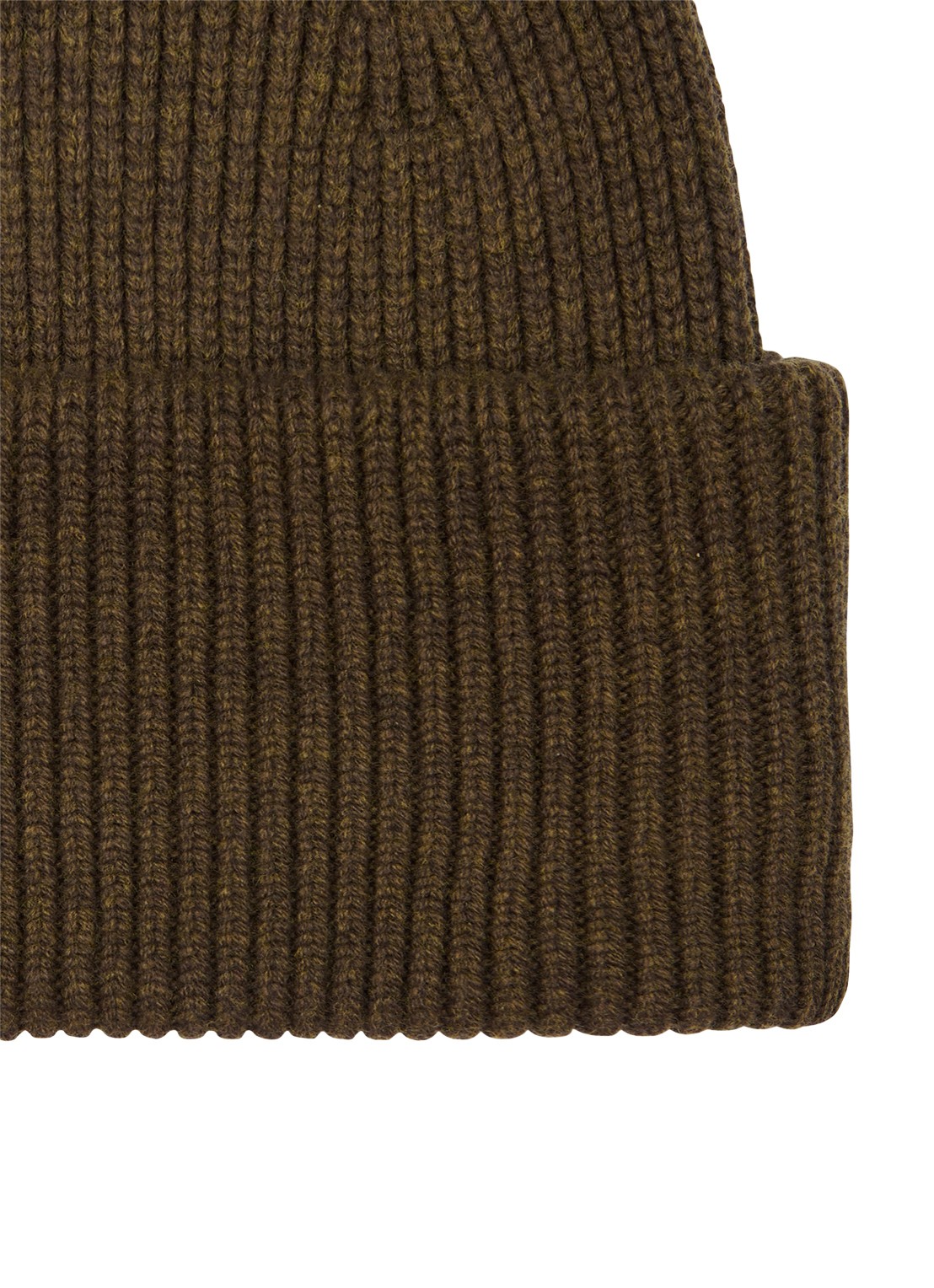 Profuomo Ribgebreide muts in wolblend - detail groen