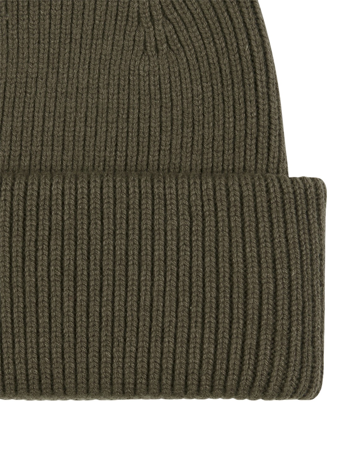 Profuomo Ribgebreide muts in wolblend - detail groen