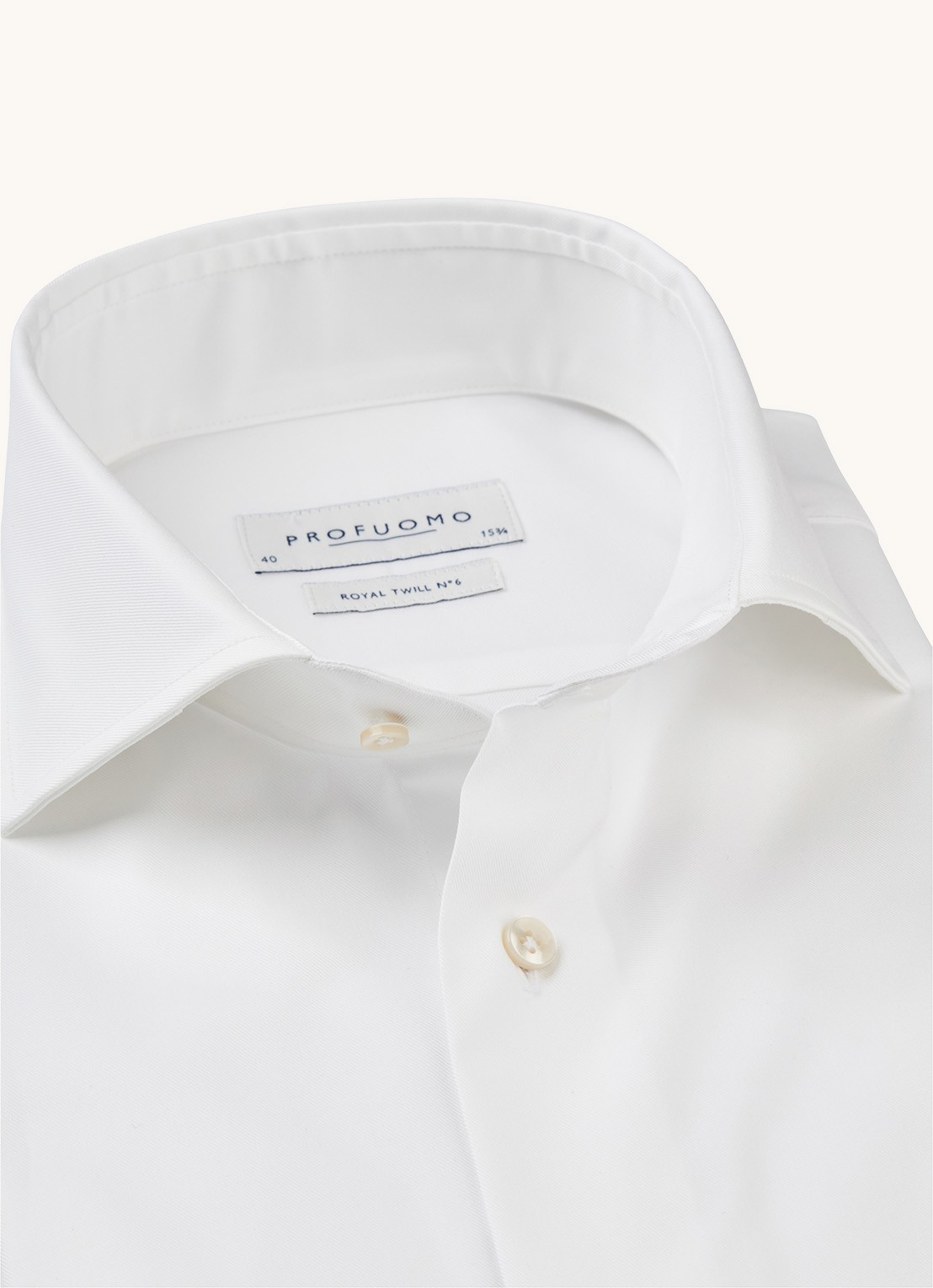 Profuomo Royal Twill No 6 slim fit overhemd met cut away kraag - detail 6 wit