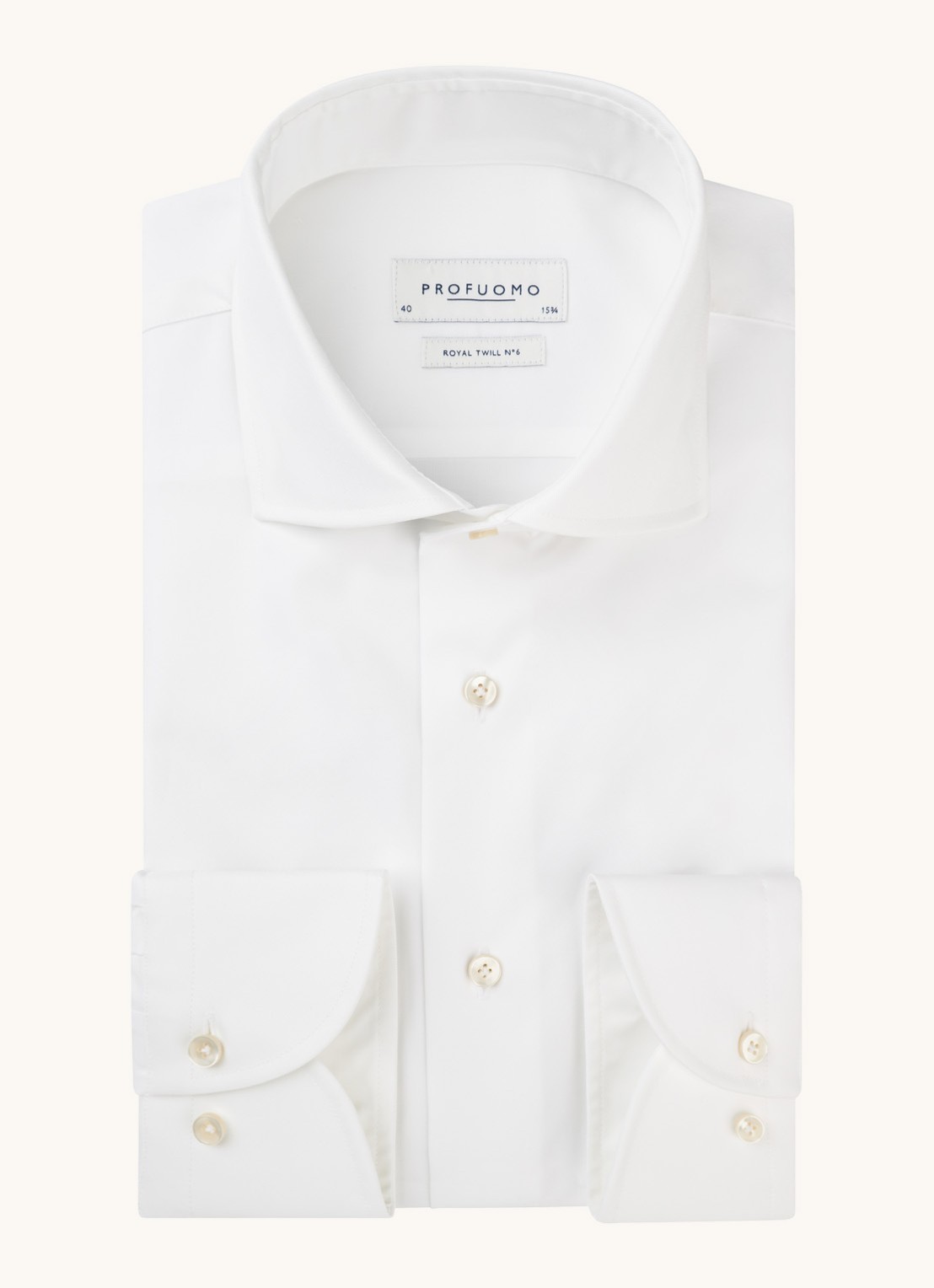 Profuomo Royal Twill No 6 slim fit overhemd met cut away kraag - voorkant 3 wit