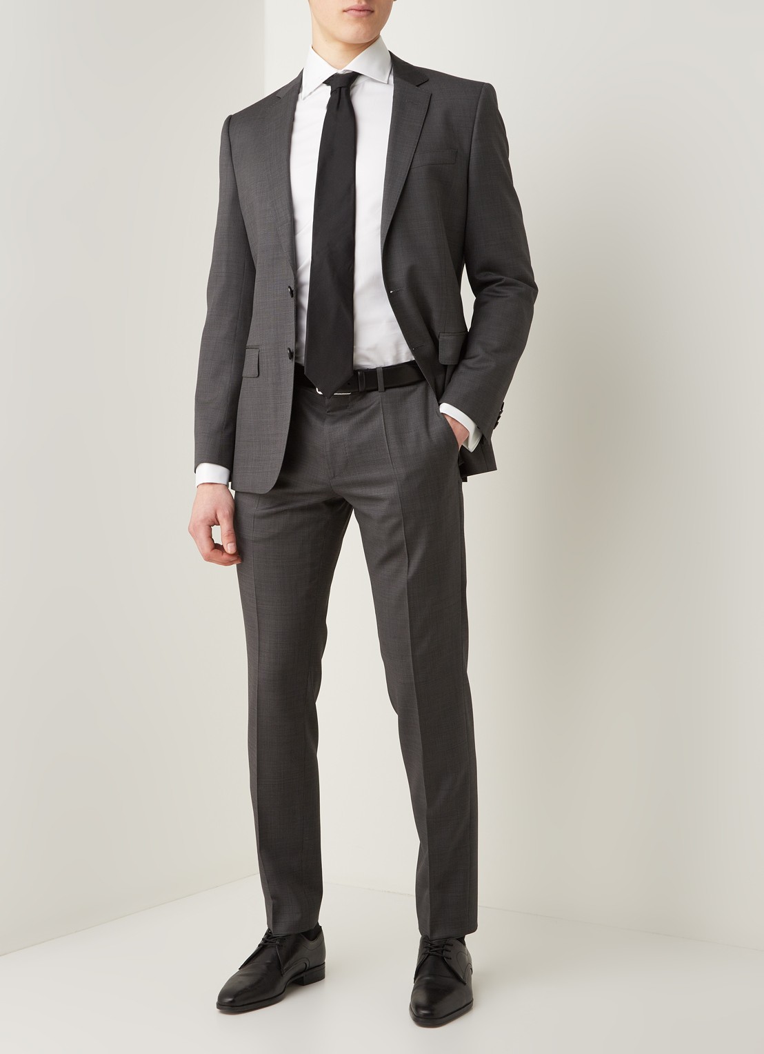 Profuomo Royal Twill No 7 slim fit overhemd met dubbele manchetten - voorkant 5 wit