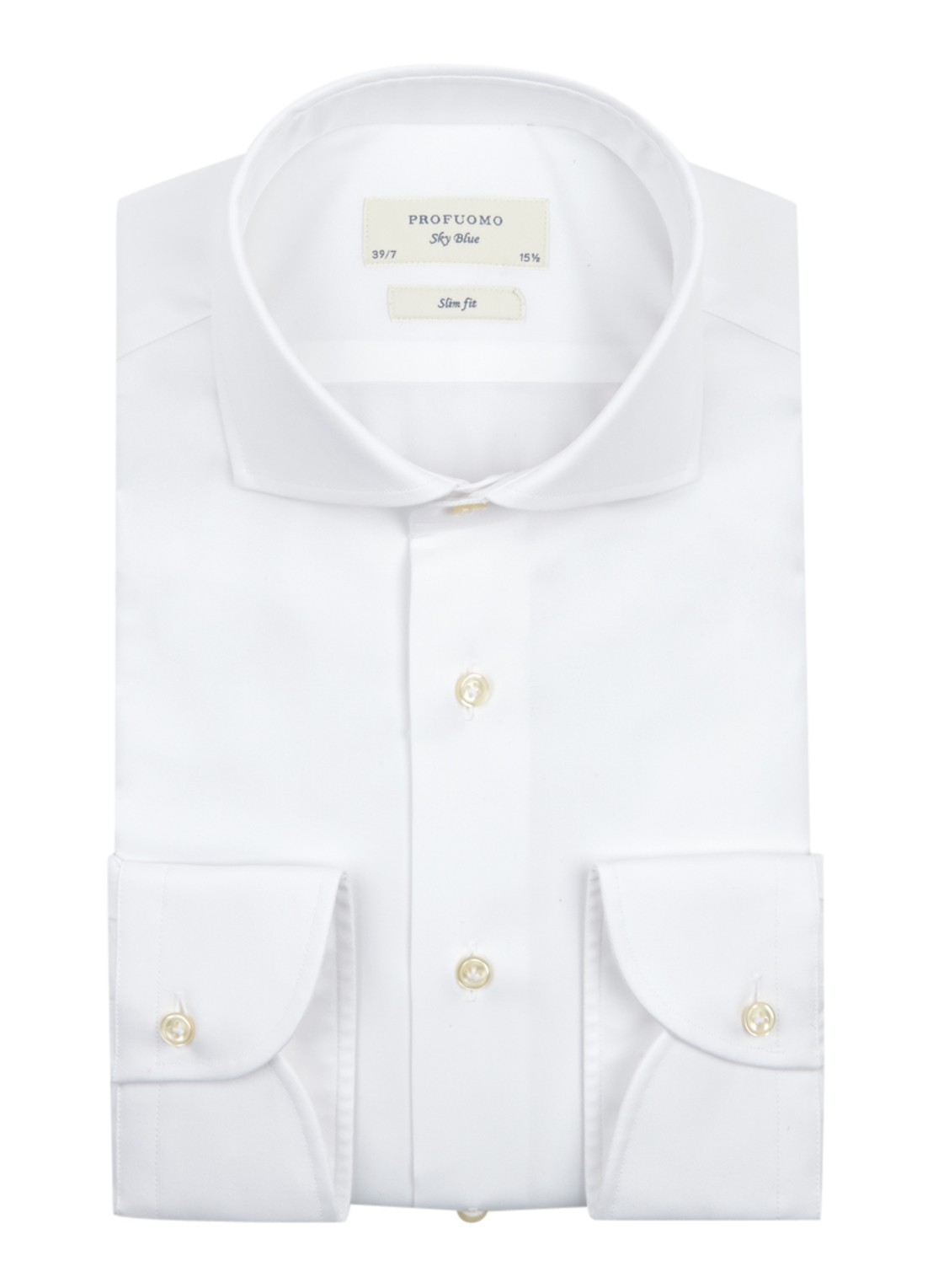 Profuomo Royall Twill No 6 slim fit overhemd met extra lange mouw in wit - voorkant 3 wit