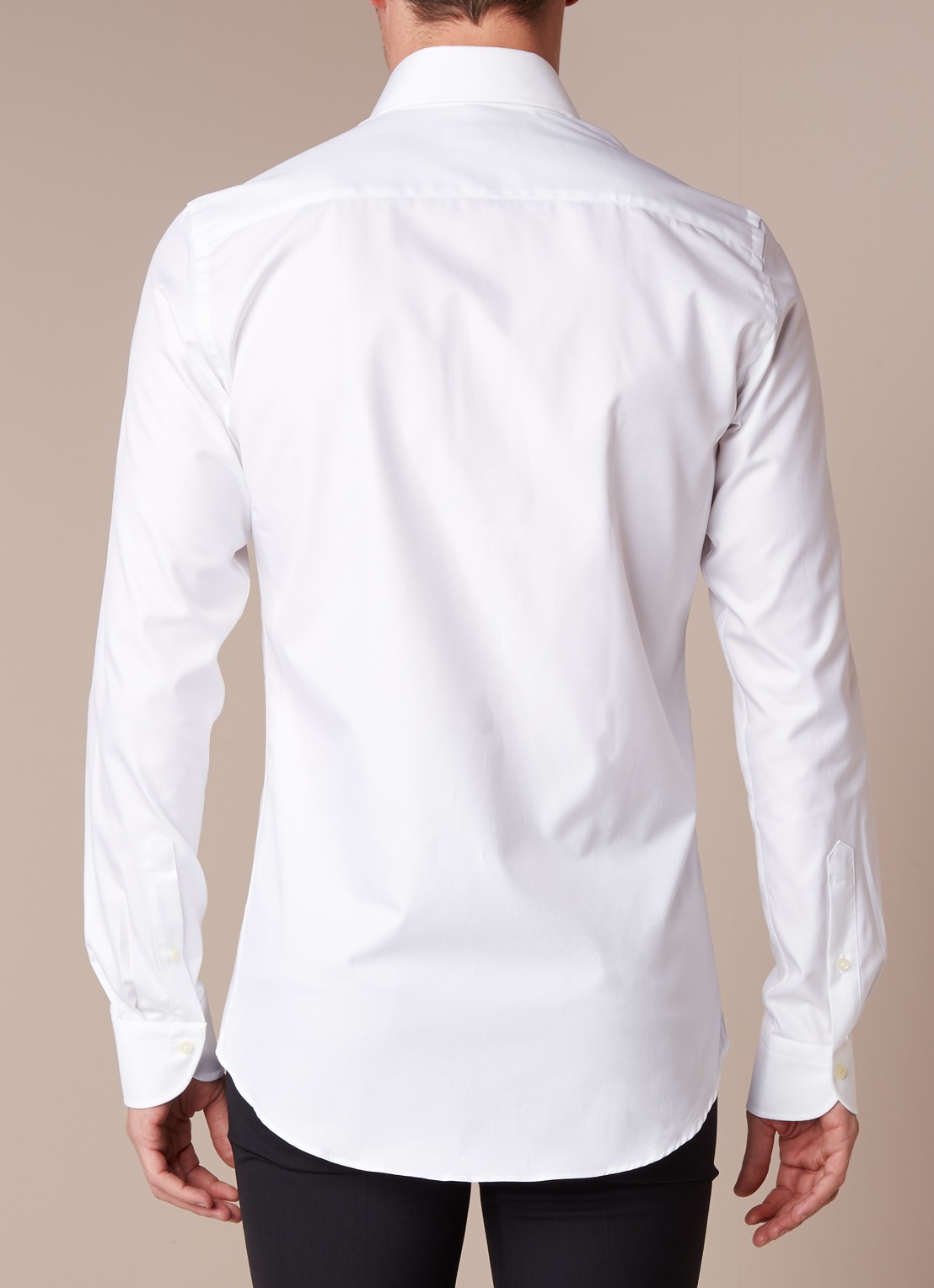 Profuomo Royall Twill No 6 slim fit overhemd met extra lange mouw in wit - achterkant wit