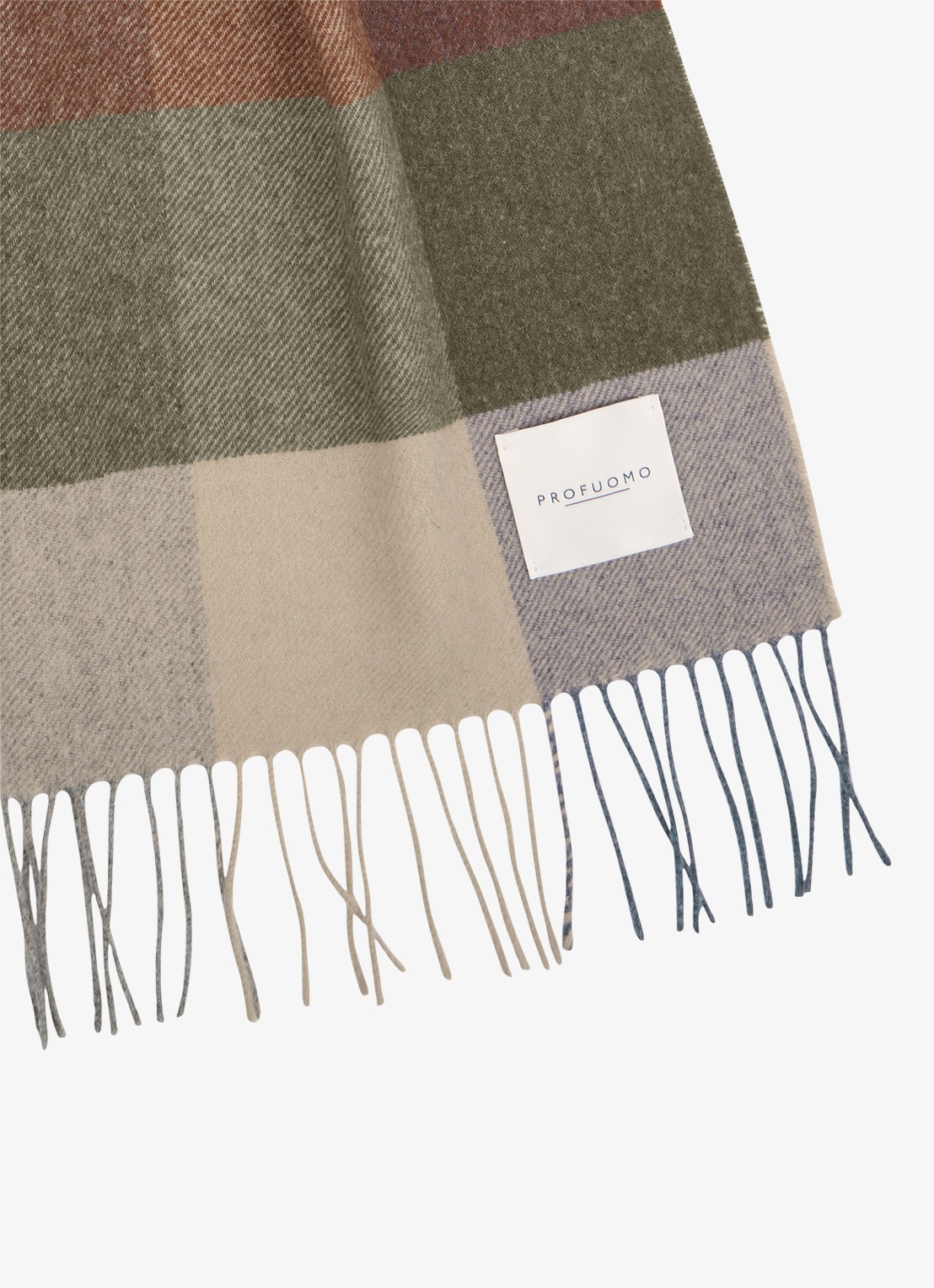 Profuomo Sjaal van lamswol met ruitdessin - detail 2 beige