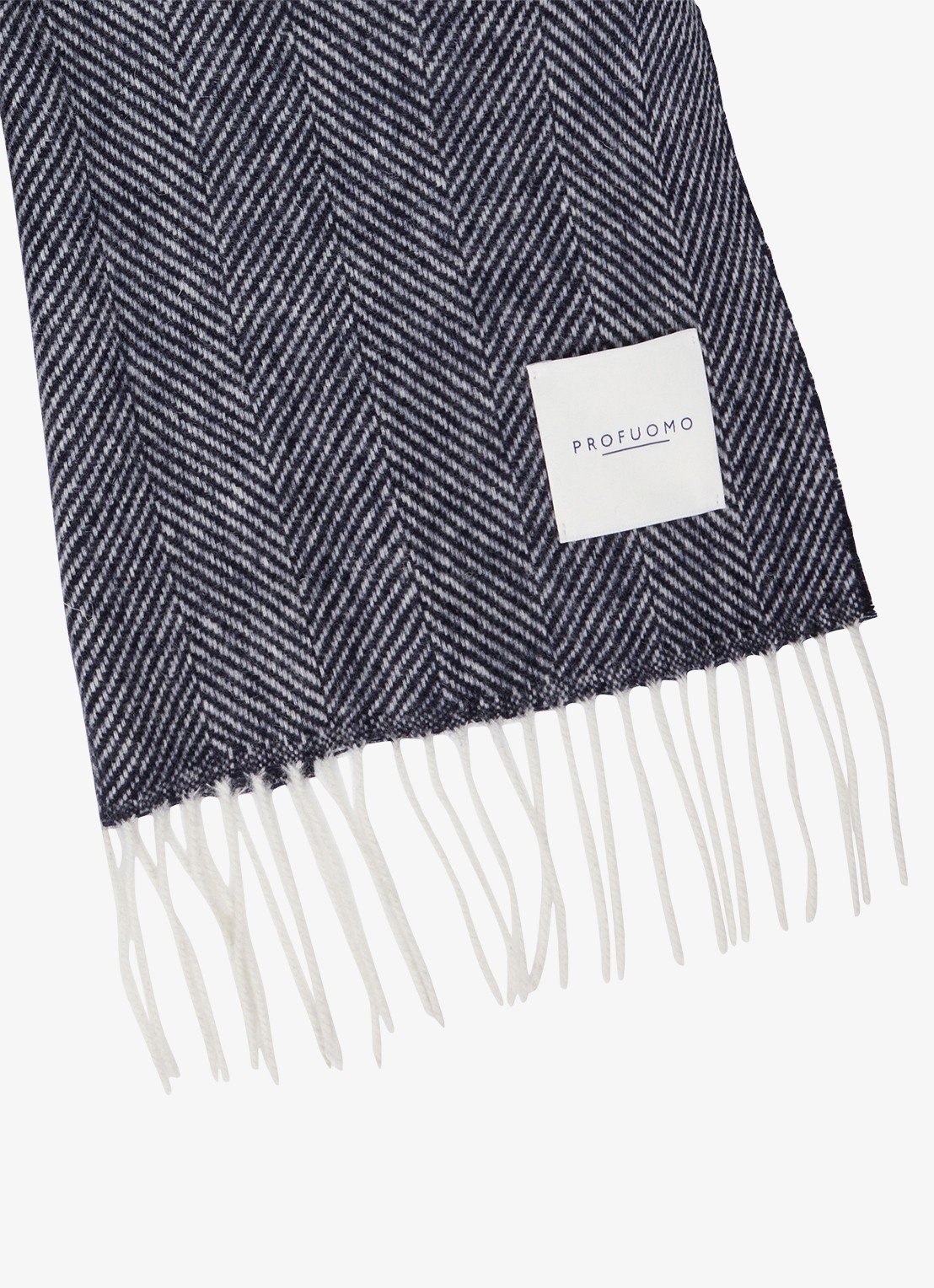 Profuomo Sjaal van lamswol - detail donkerblauw