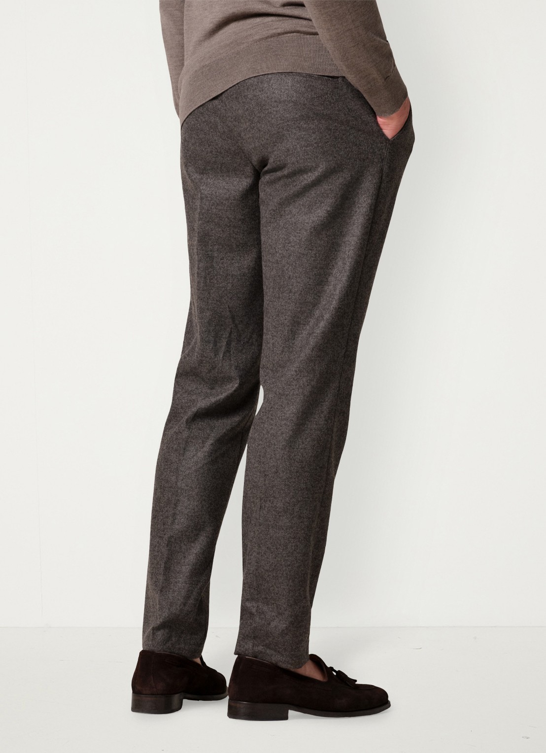 Profuomo Slim fit chino in wolblend - achterkant 6 antraciet