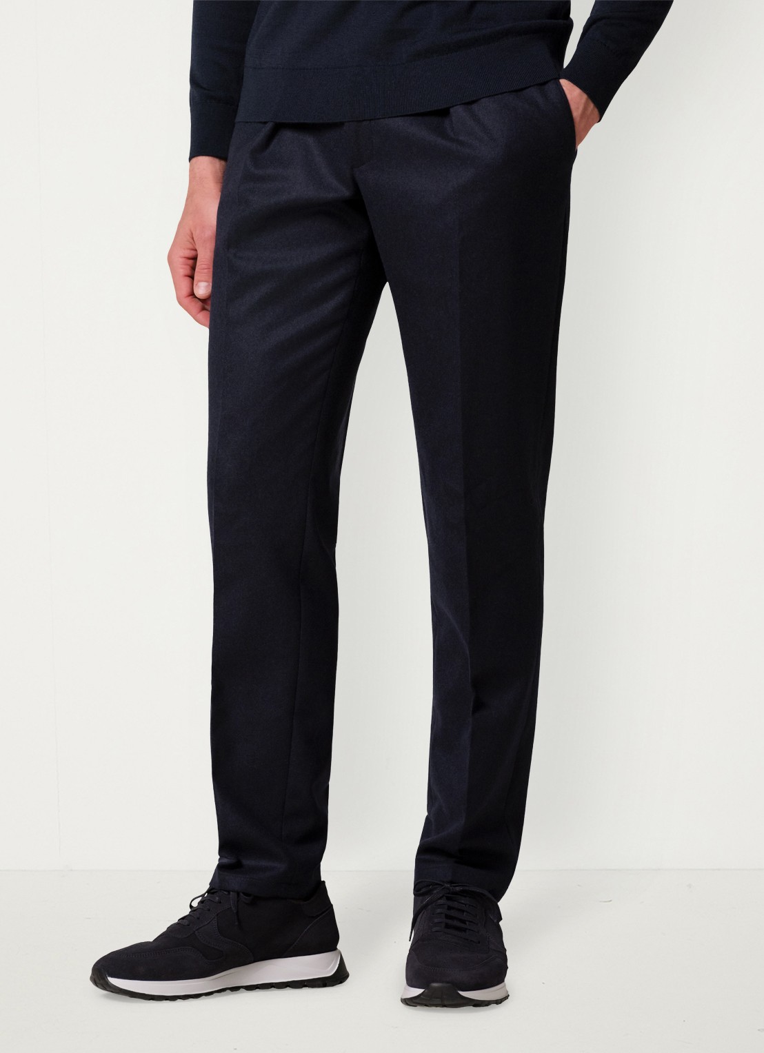 Profuomo Slim fit chino in wolblend - detail donkerblauw