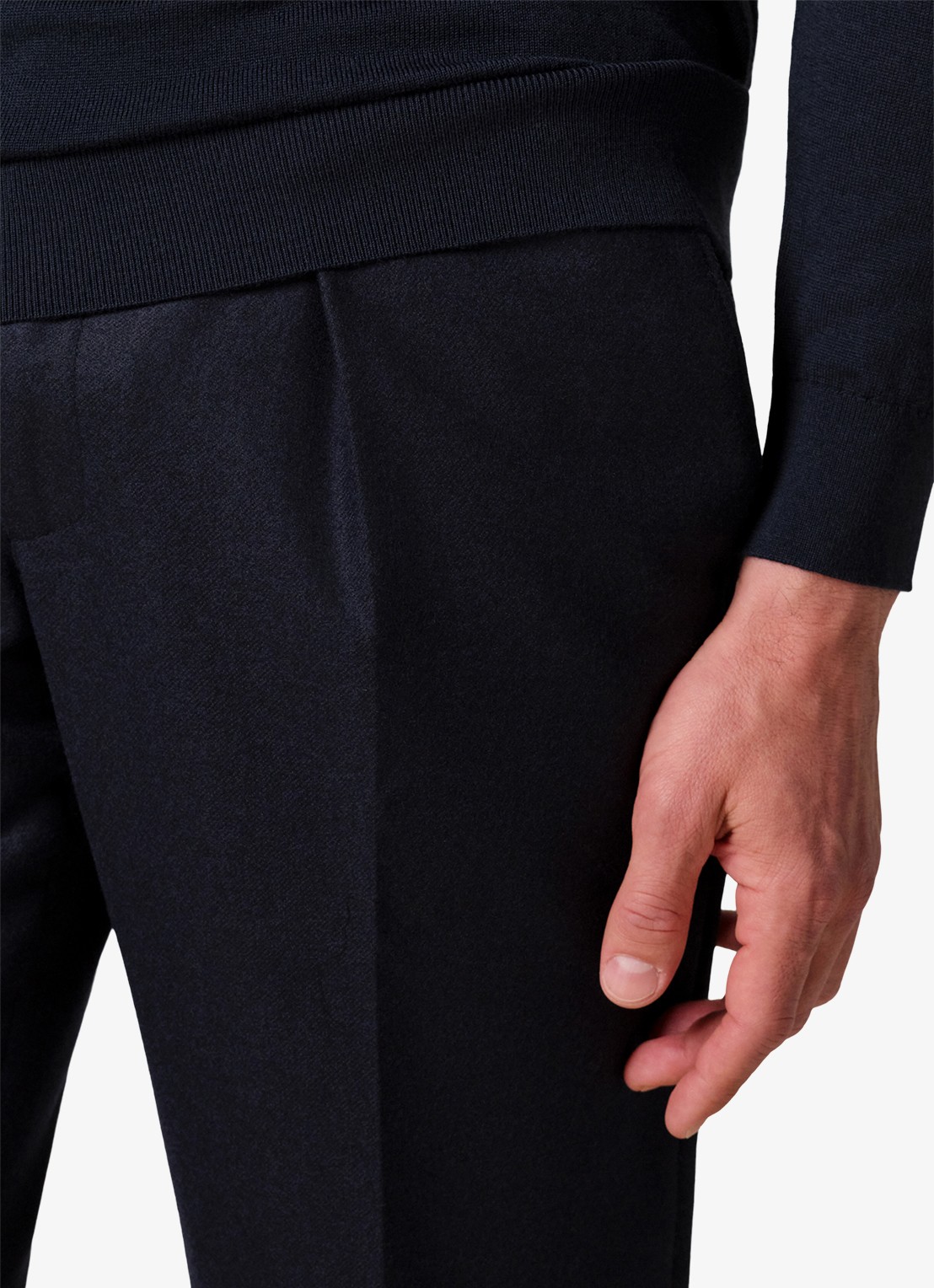 Profuomo Slim fit chino in wolblend - detail 3 donkerblauw