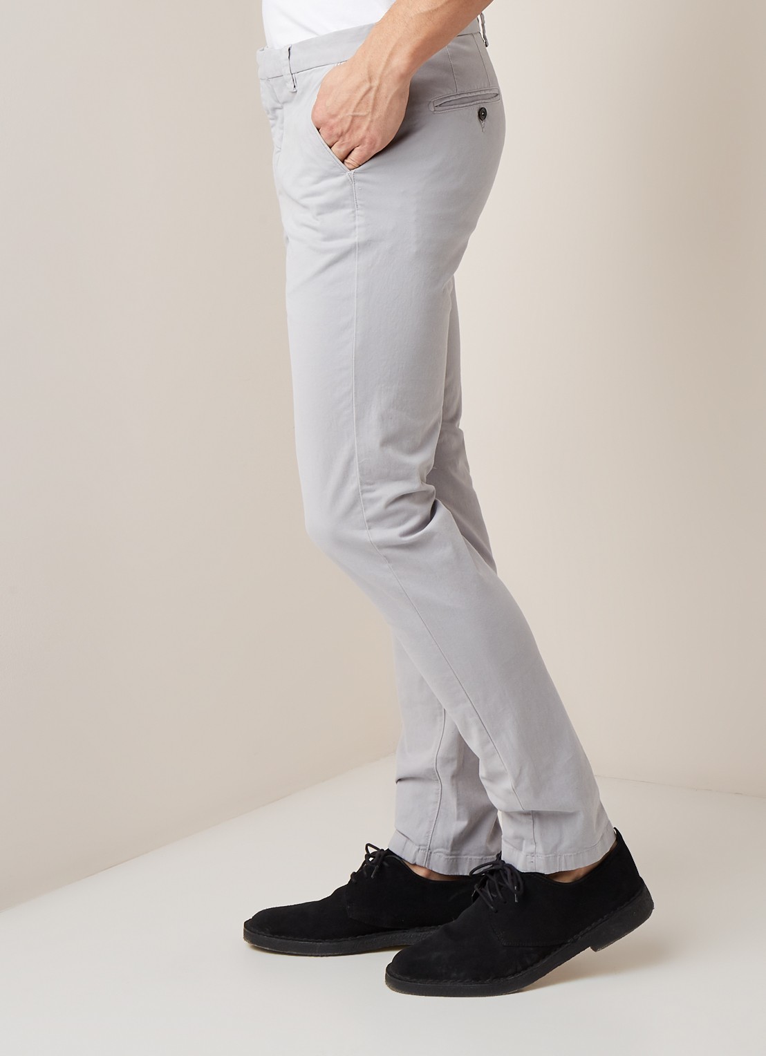 Profuomo Slim fit chino met steekzakken  - detail lichtgrijs