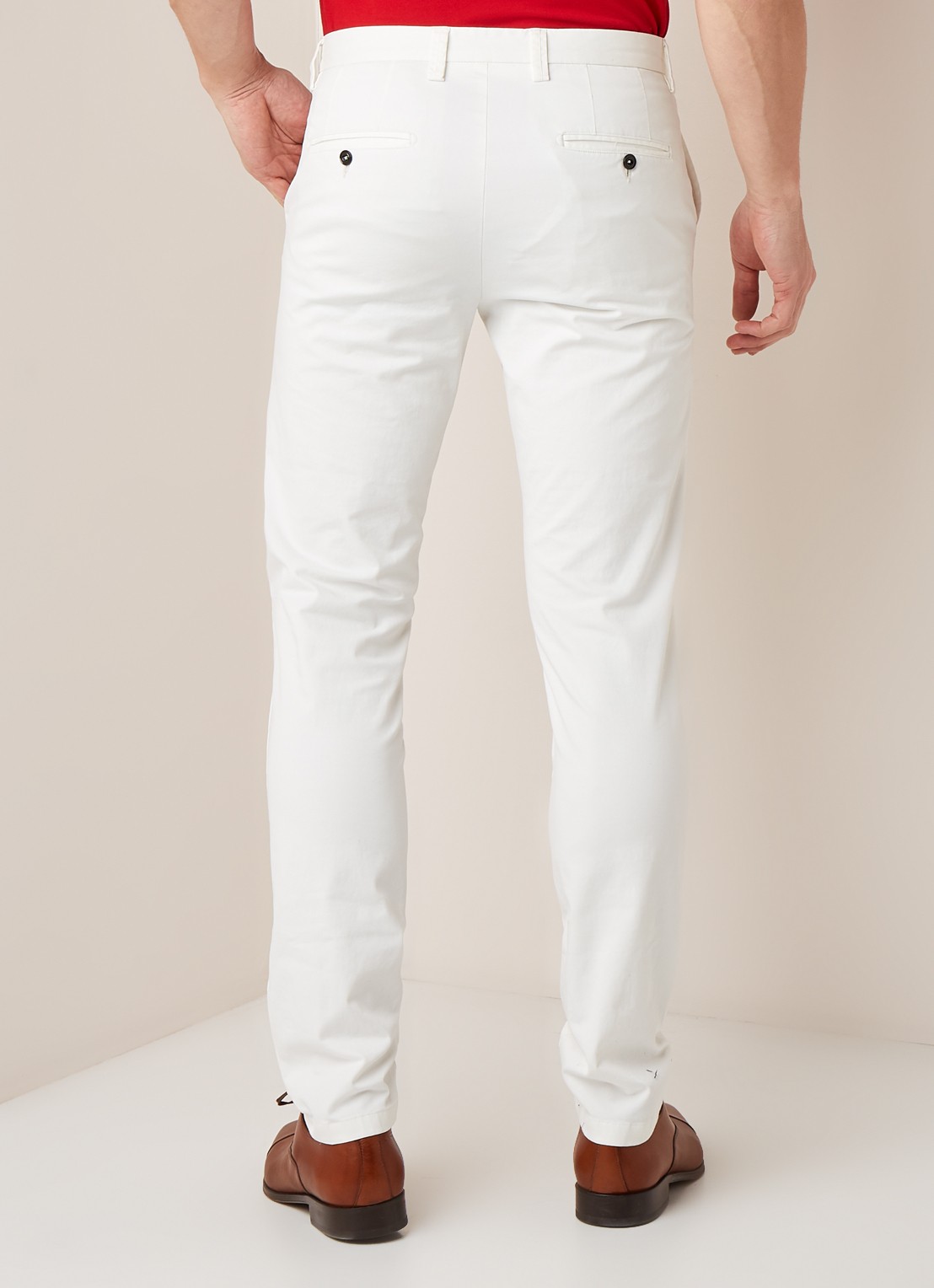 Profuomo Slim fit chino met steekzakken - achterkant 5 gebroken wit