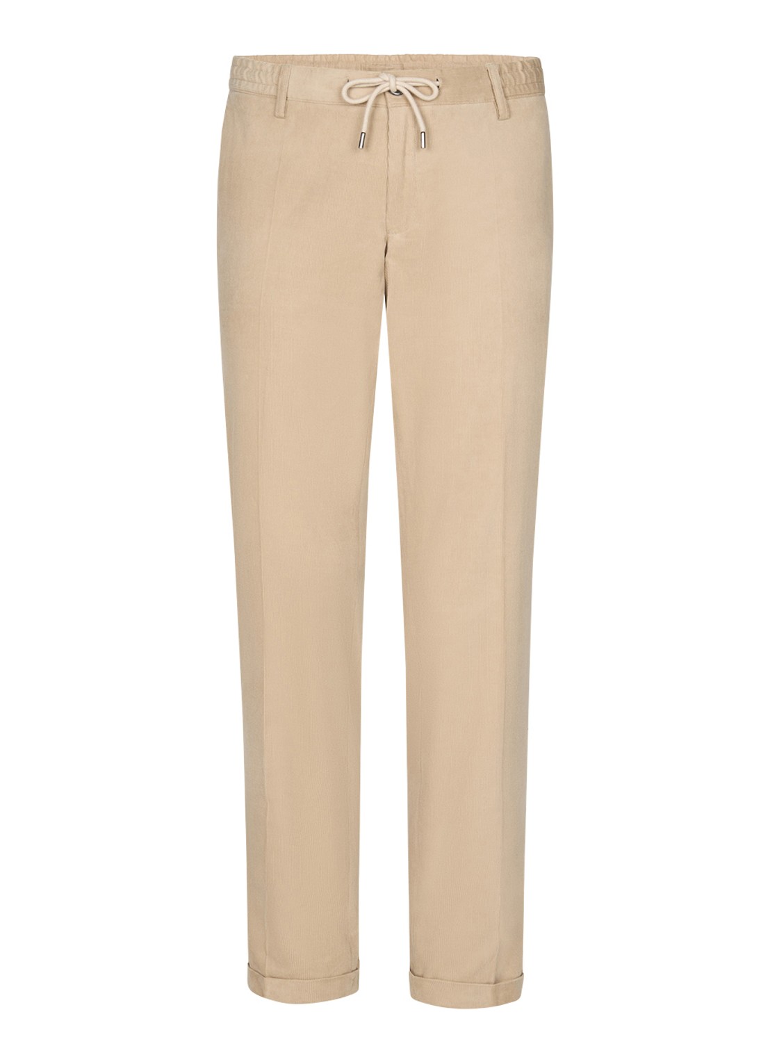 Profuomo Slim fit chino van corduroy met steekzakken - voorkant 2 donkerbeige