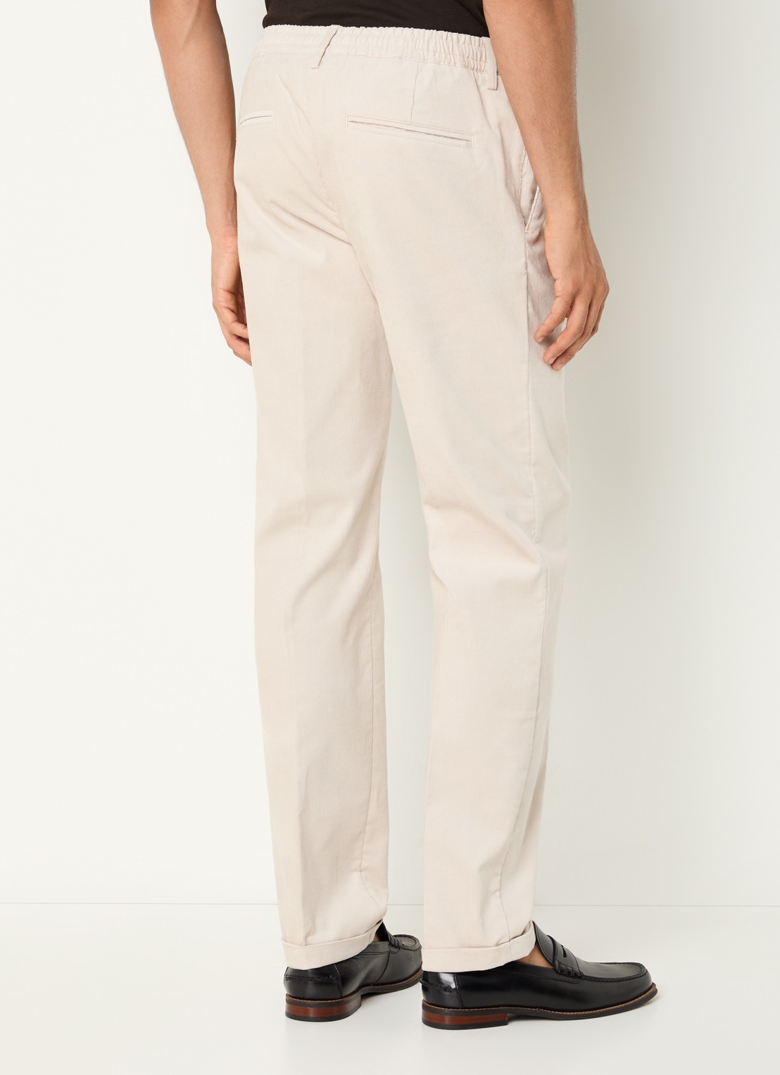 Profuomo Slim fit chino van corduroy met steekzakken - achterkant 3 beige