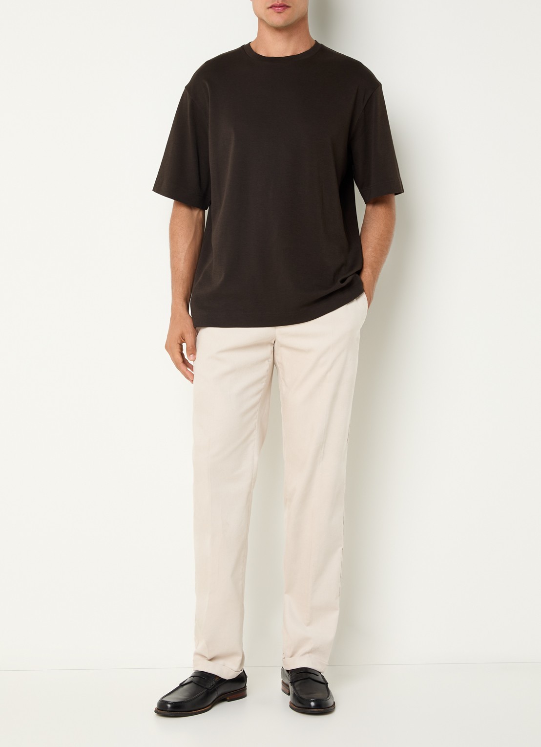 Profuomo Slim fit chino van corduroy met steekzakken - voorkant beige