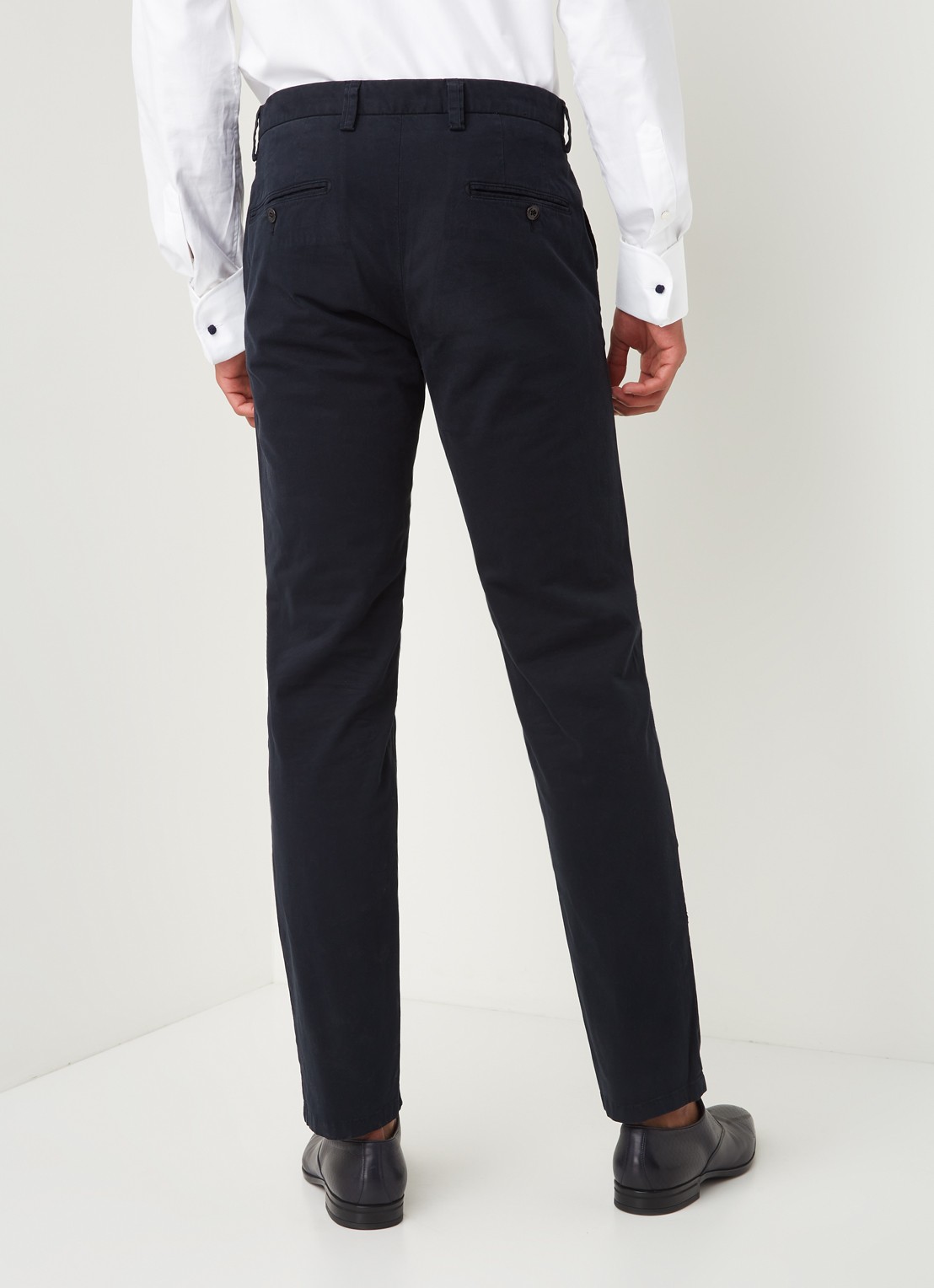 Profuomo Slim fit chino van katoen met garment dye - achterkant 6 donkerblauw