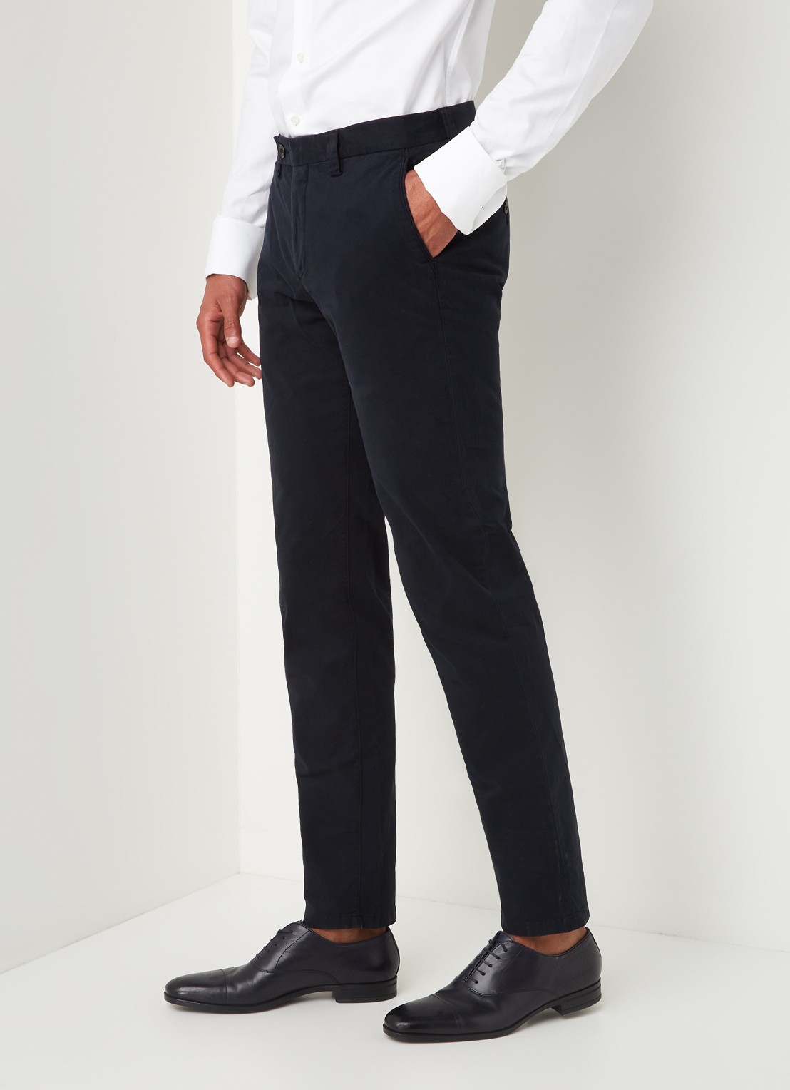 Profuomo Slim fit chino van katoen met garment dye - detail 4 donkerblauw
