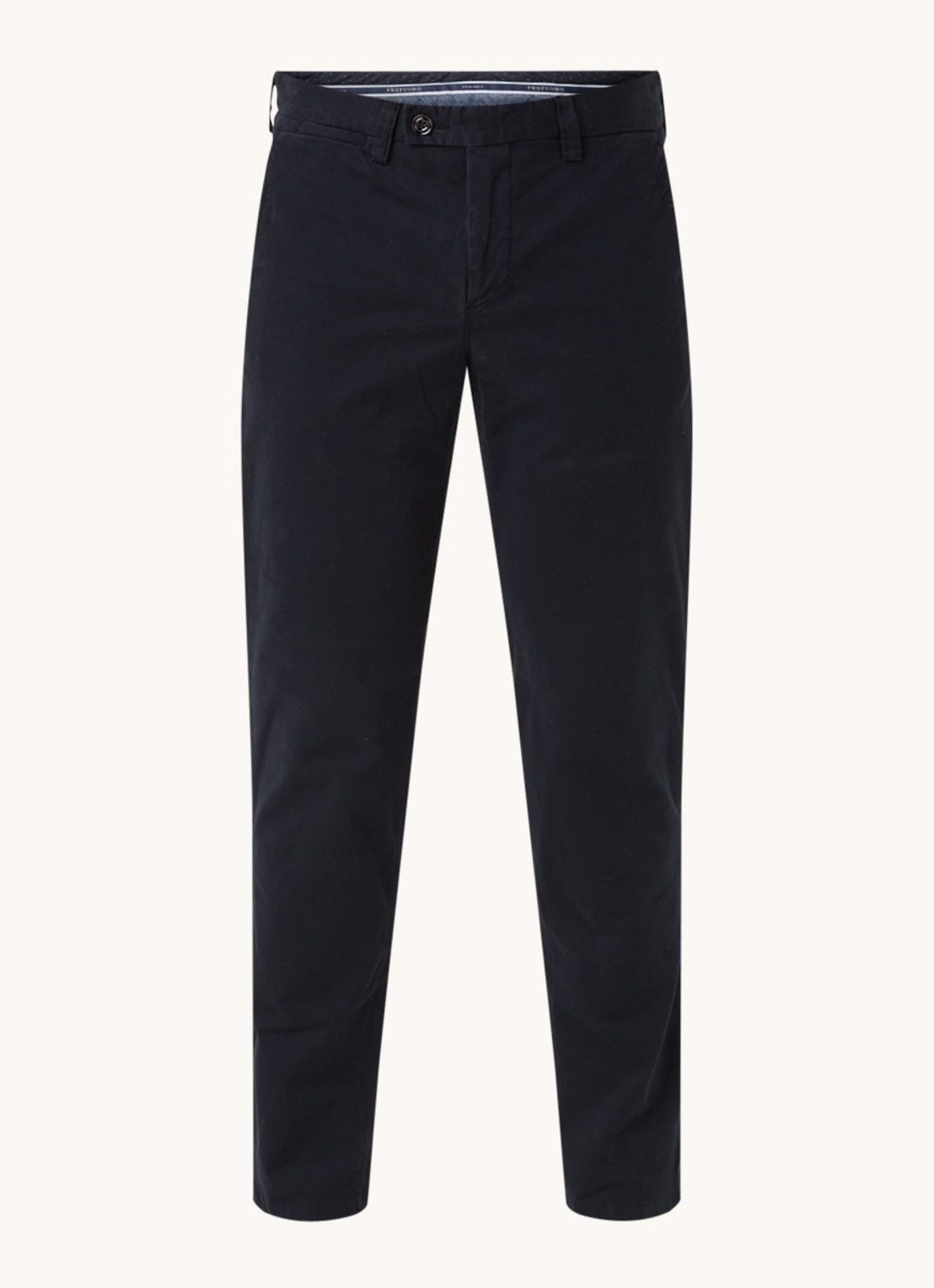 Profuomo Slim fit chino van katoen met garment dye - voorkant donkerblauw