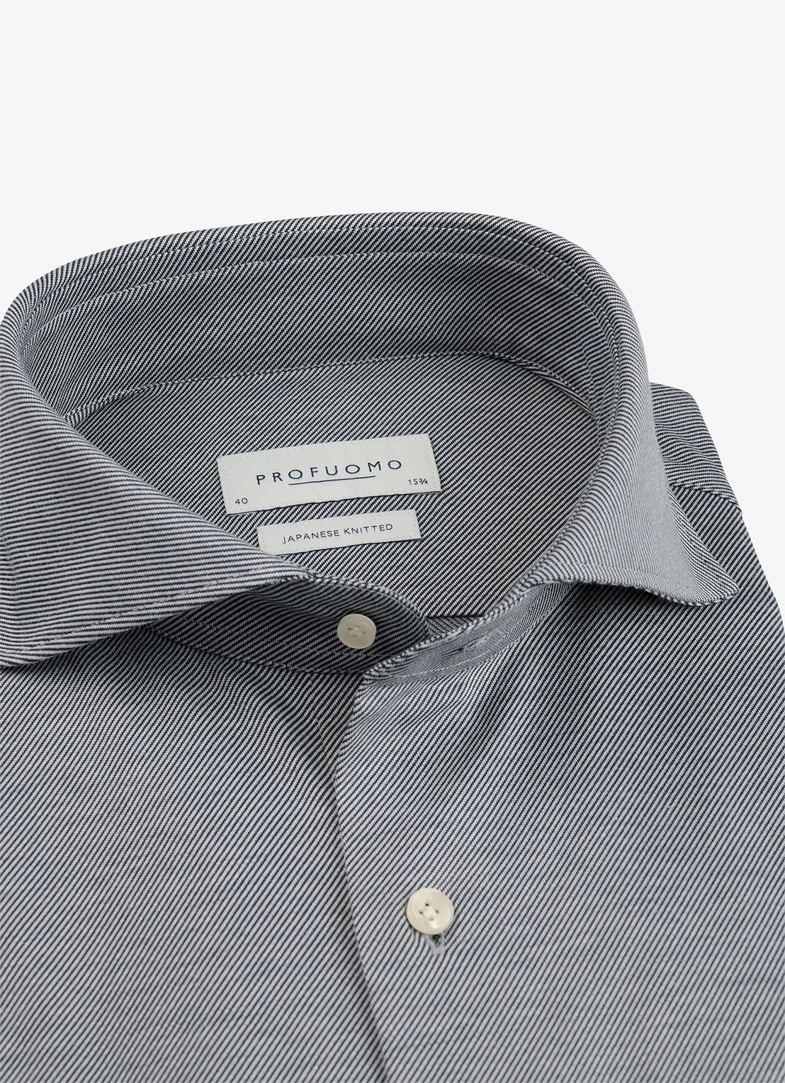 Profuomo Slim fit Japanese knitted shirt overhemd - detail 4 royalblauw