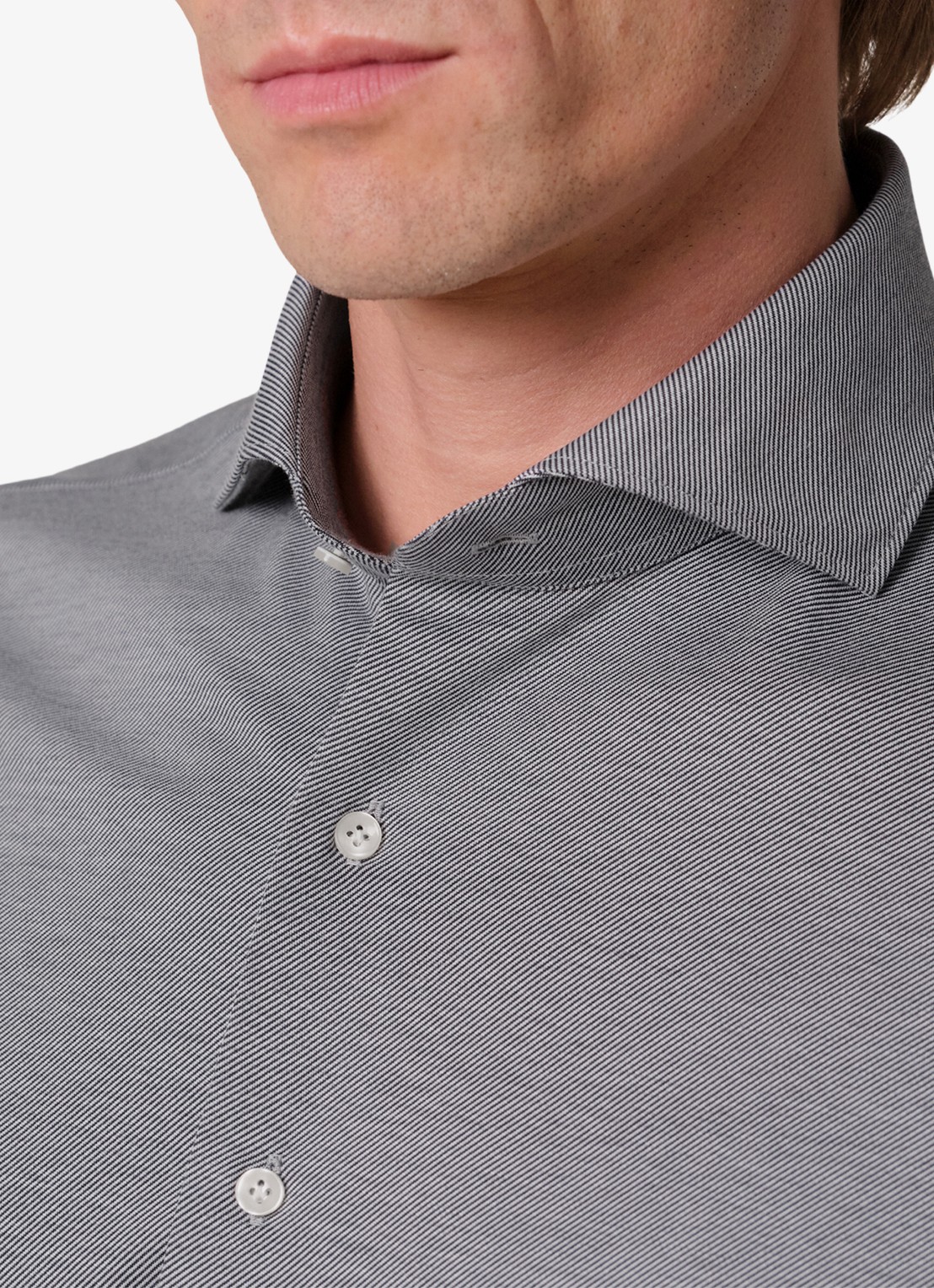 Profuomo Slim fit Japanese knitted shirt overhemd - detail 5 royalblauw