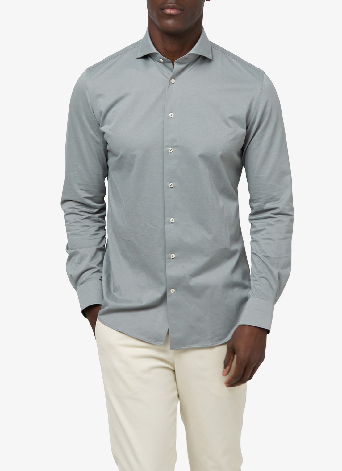 Profuomo Slim fit Japanese knitted shirt - detail 3 groen