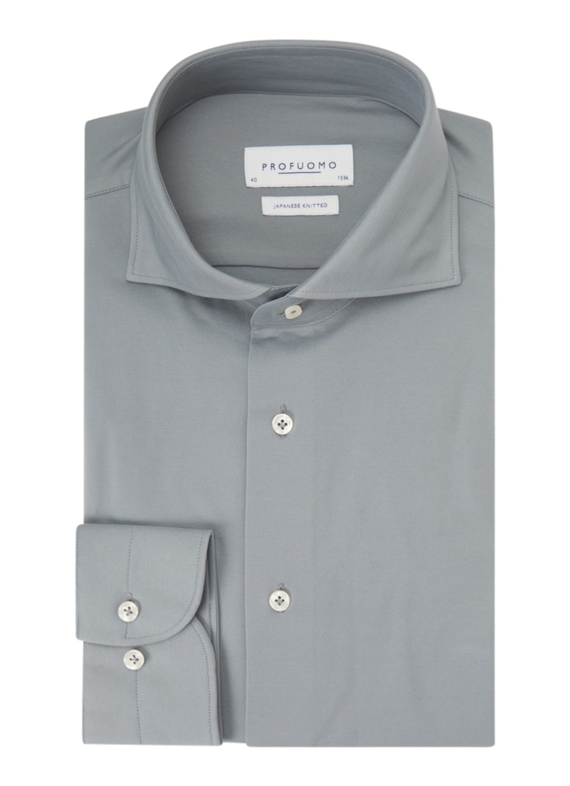 Profuomo Slim fit Japanese knitted shirt - voorkant groen