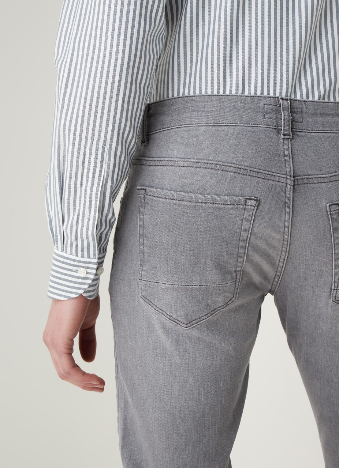 Profuomo Slim fit jeans met stretch  - detail 4 middengrijs