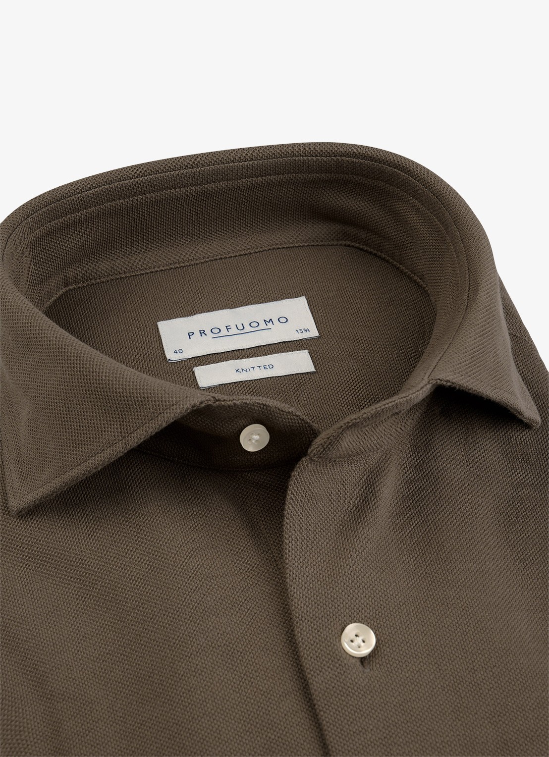 Profuomo Slim fit knitted shirt overhemd - detail 5 taupe