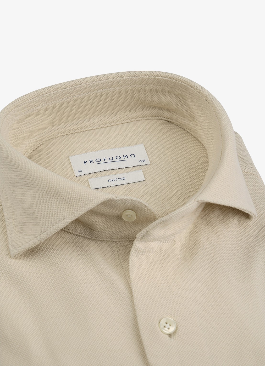 Profuomo Slim fit knitted shirt overhemd - detail 2 zand