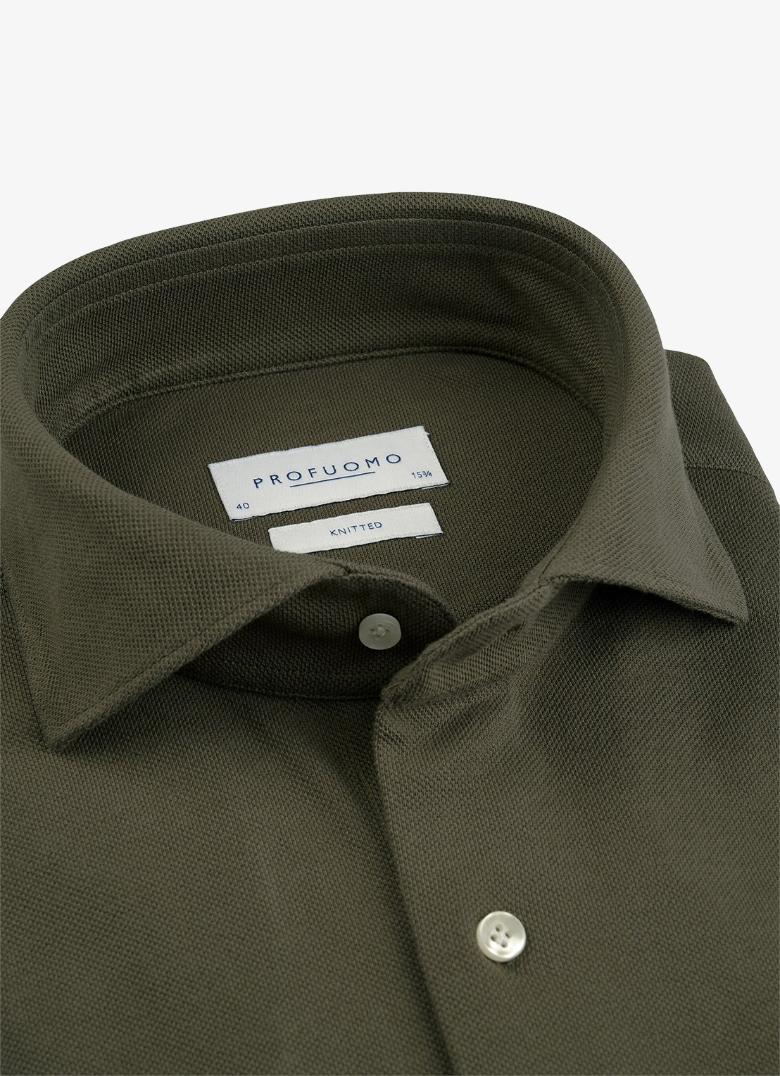 Profuomo Slim fit knitted shirt overhemd - detail 2 groen