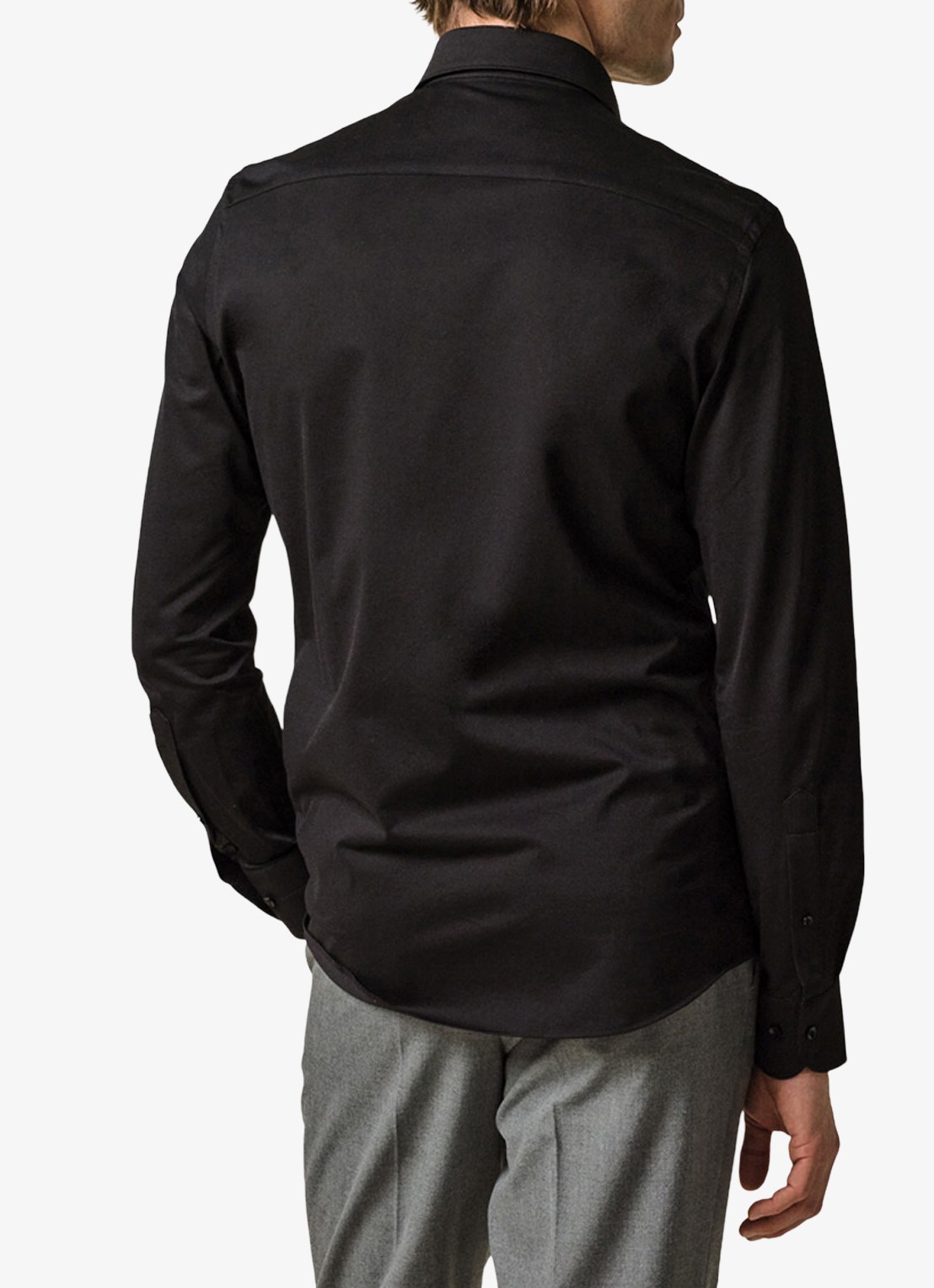 Profuomo Slim fit overhemd in katoenblend - achterkant zwart