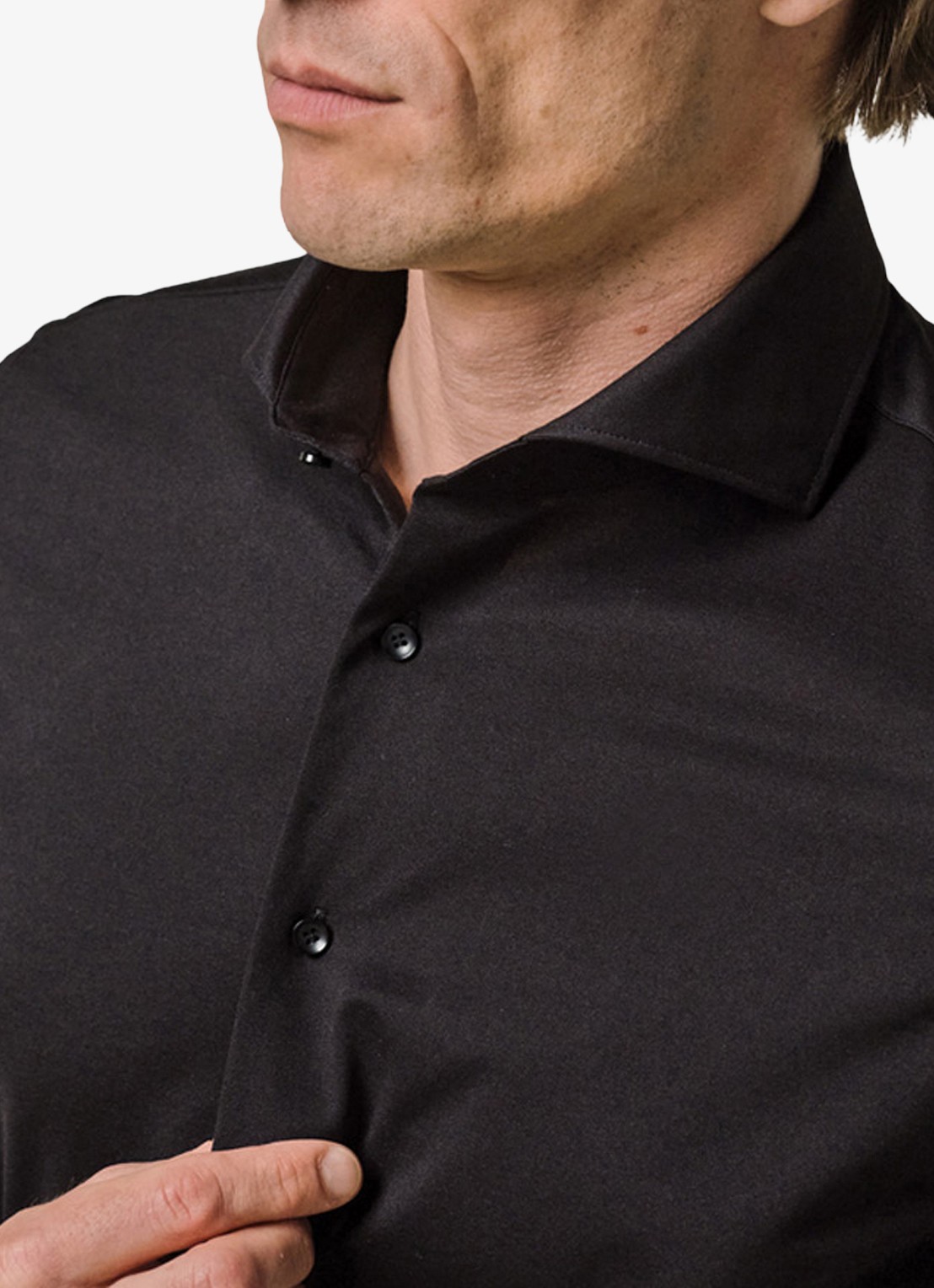 Profuomo Slim fit overhemd in katoenblend - detail 5 zwart
