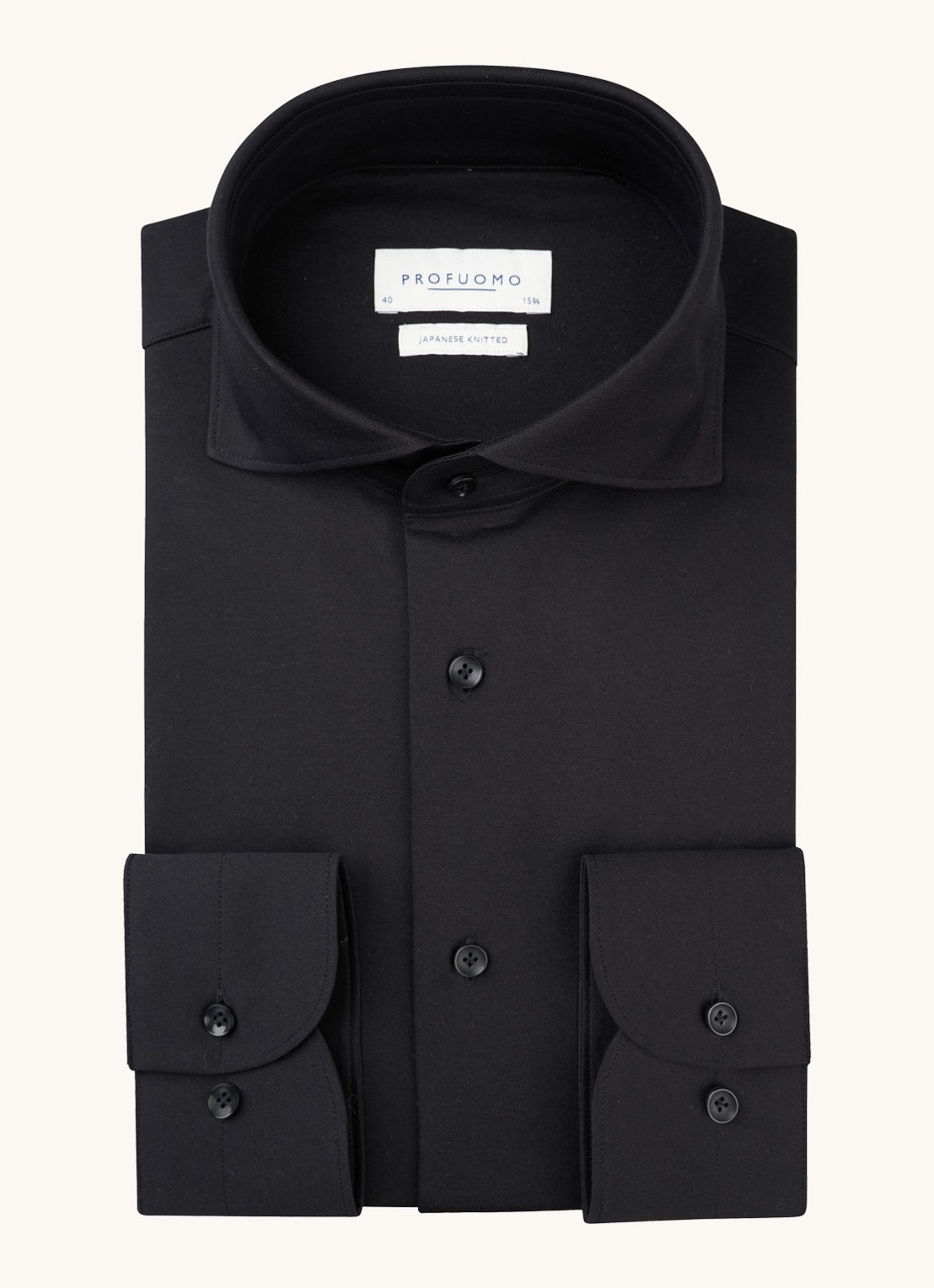 Profuomo Slim fit overhemd in katoenblend - voorkant 2 zwart