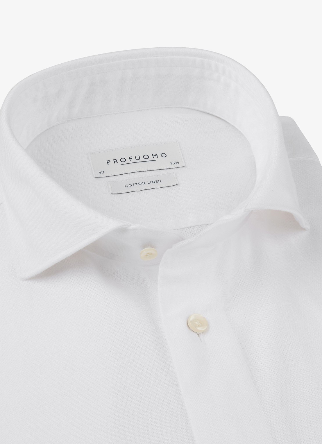 Profuomo Slim fit overhemd in linnenblend - detail 2 wit