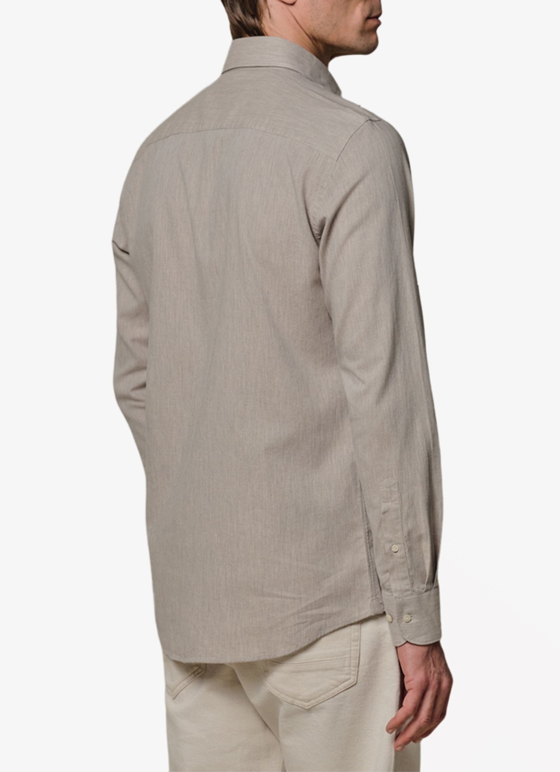 Profuomo Slim fit overhemd in linnenblend - achterkant 3 beige