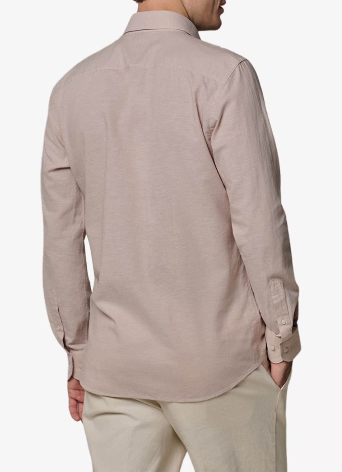 Profuomo Slim fit overhemd in linnenblend - achterkant roze