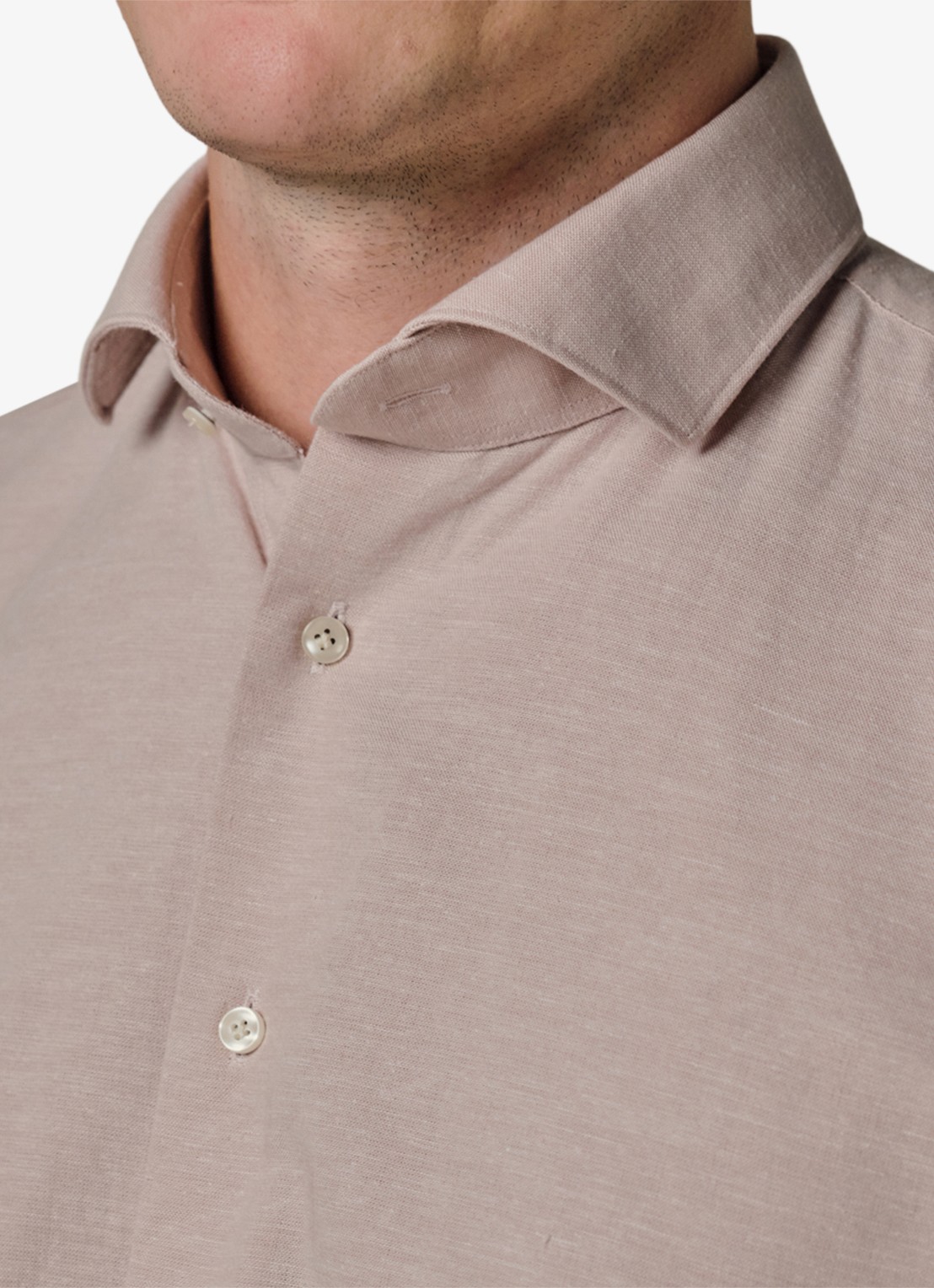 Profuomo Slim fit overhemd in linnenblend - detail 5 roze