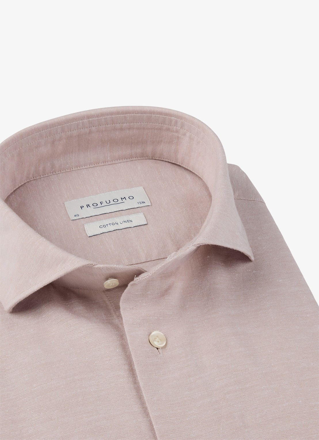 Profuomo Slim fit overhemd in linnenblend - detail 6 roze